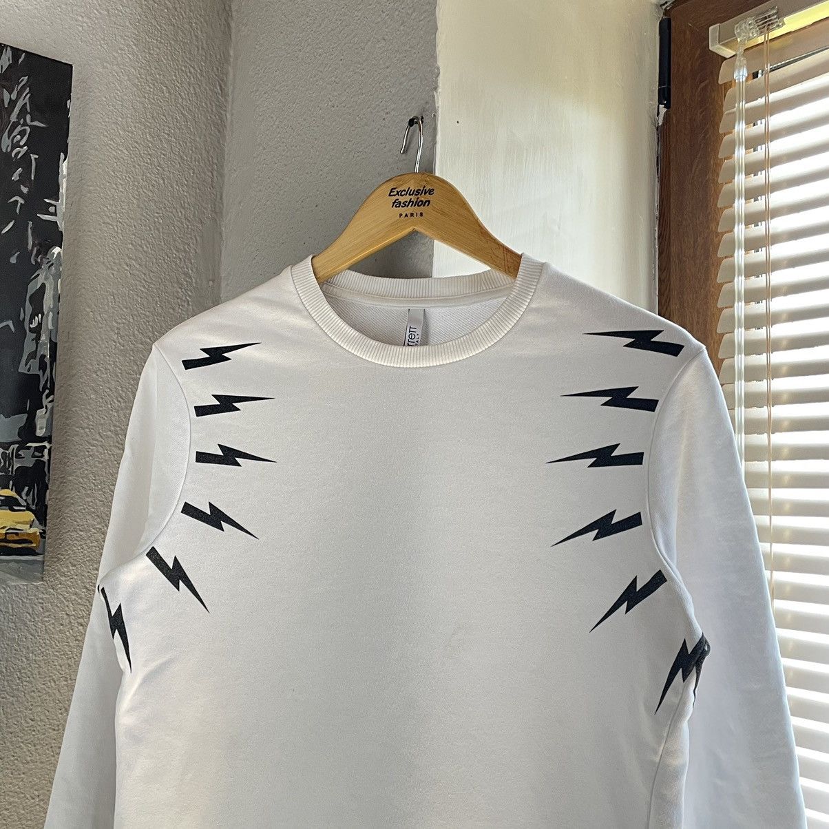 Neil Barrett NEIL BARRETT FAIR ISLE THUNDEBOLT SLEEVE CREW SWEATSHIRT Size US XS / EU 42 / 0 - 2 Thumbnail