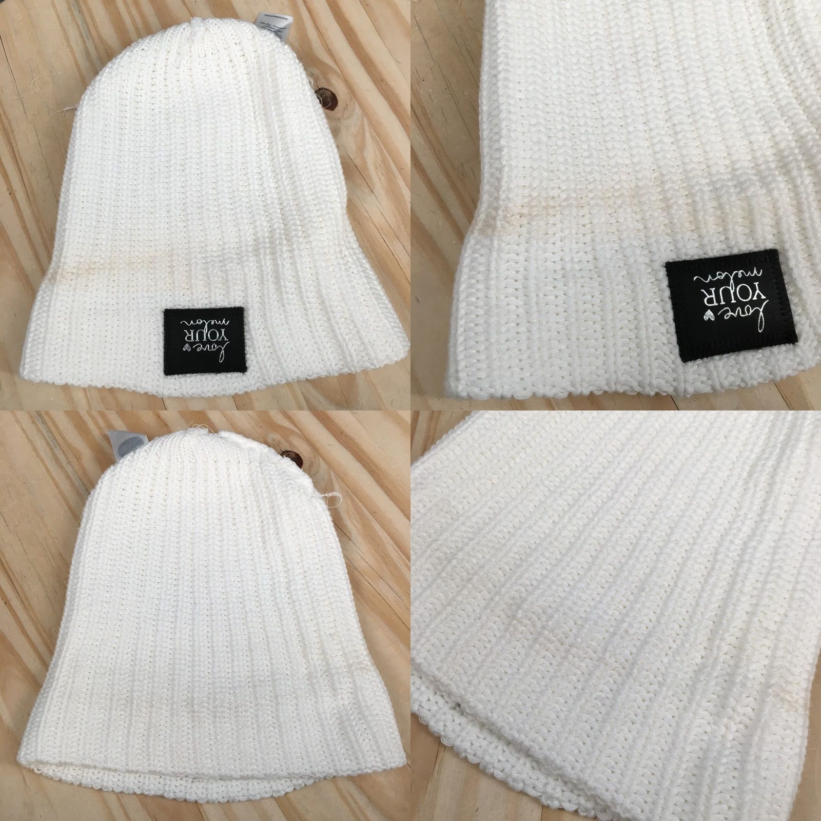 Vintage Love Your Melon Winter Beanie Hat Unisex One Size Knitted Cotton White Size ONE SIZE - 8 Thumbnail