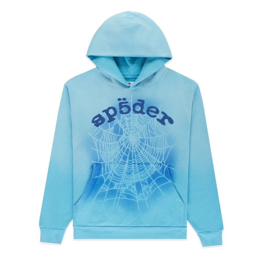 Sp5der LIGHT BLUE OG WEB V2 SPRAY HOODIE (S) Size US S / EU 44-46 / 1 - 2 Thumbnail