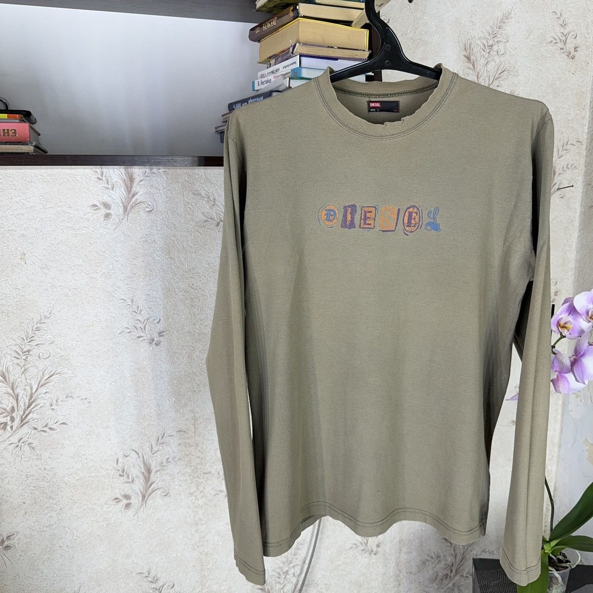 Diesel Vintage Diesel Longsleeve Archive Centre Khaki Avant Garde Size US L / EU 52-54 / 3 - 4 Thumbnail