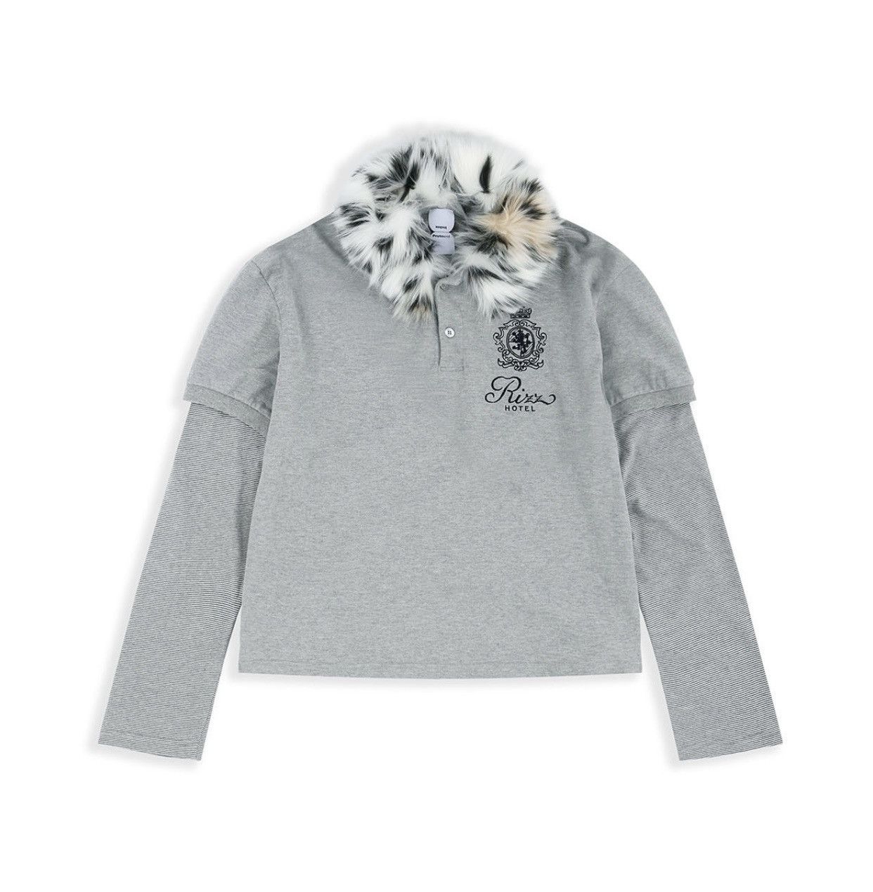 PROTOCOL INDEX FUR COLLAR LAYERED POLO SHIRTS-MELANGE GREY