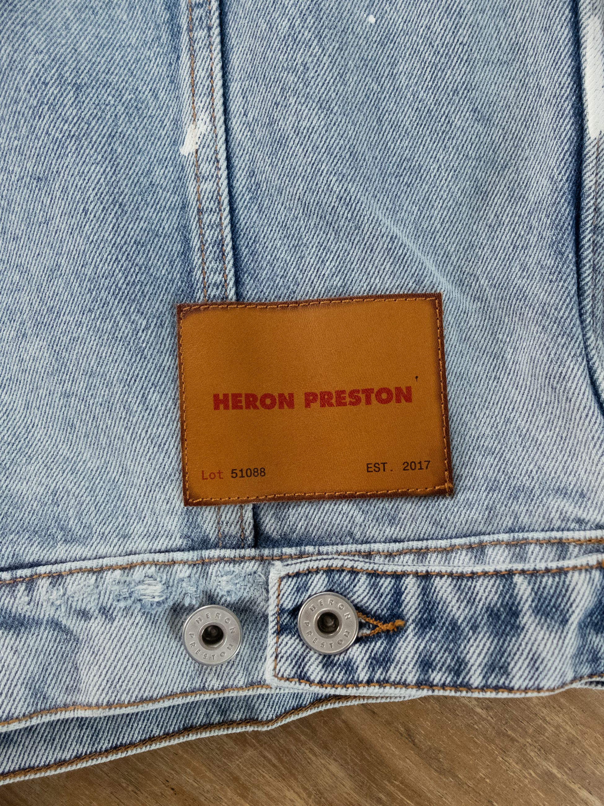 Heron Preston HERON PERSTON blue distressed paint splatter denim jacket L Size US L / EU 52-54 / 3 - 11 Thumbnail