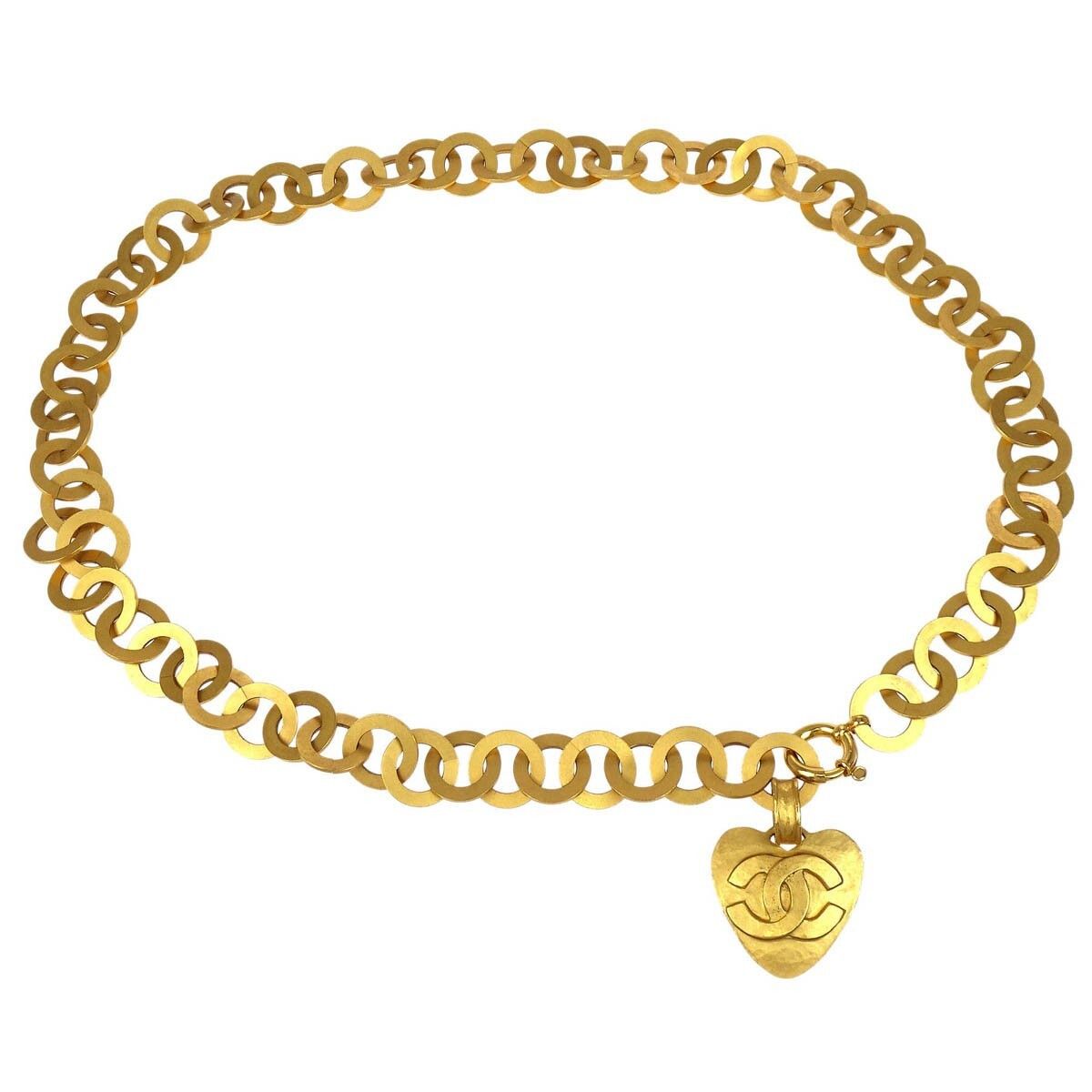 Chanel Chanel Vintage CC Heart Pendant Chain Belt Metal Size ONE SIZE - 1 Thumbnail