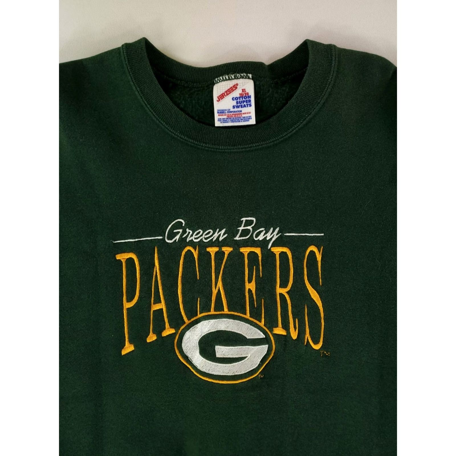 Jerzees VINTAGE Green Bay Packers Sweatshirt Jerzees Super Sweats Made USA Mens XL Green 90s Crew Neck Pullover Size US XL / EU 56 / 4 - 2 Thumbnail
