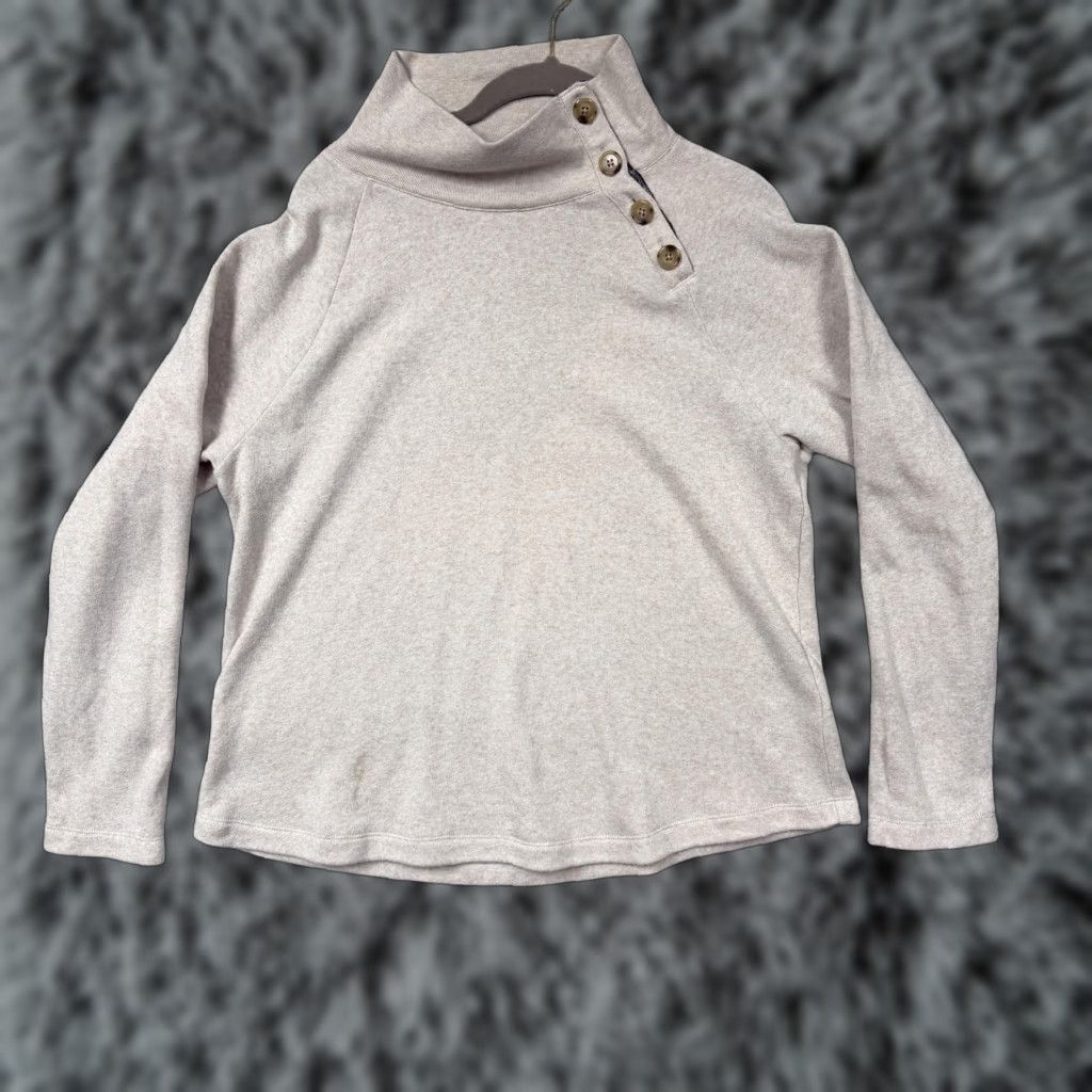 J.Crew J.Crew Sweater Tunic Women M Beige Raglan Sleeve Fleece Mock Neck Solid Winter Fall Casual Womens Size M / US 6-8 / IT 42-44 - 1 Thumbnail