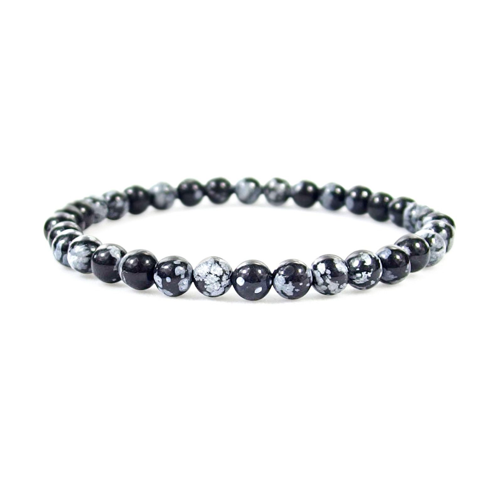 Jewelry 🔴 Bracelet - Snowflake Obsidian 6mm. Size ONE SIZE - 1 Preview