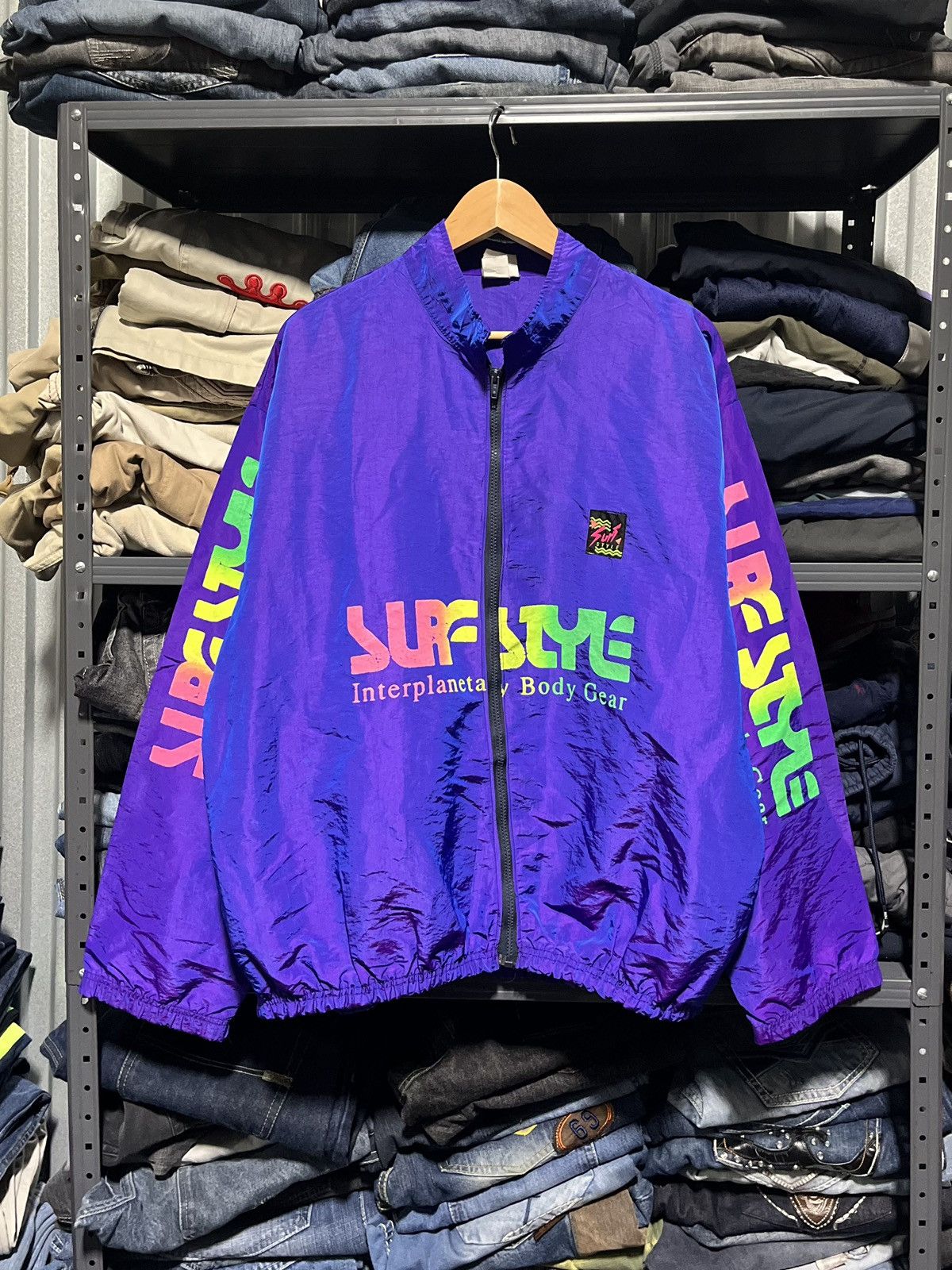 Streetwear Surf Style Vintage Crazy Vintage 90s Surf Style Iridescent Zip Up Windbreaker Grailed