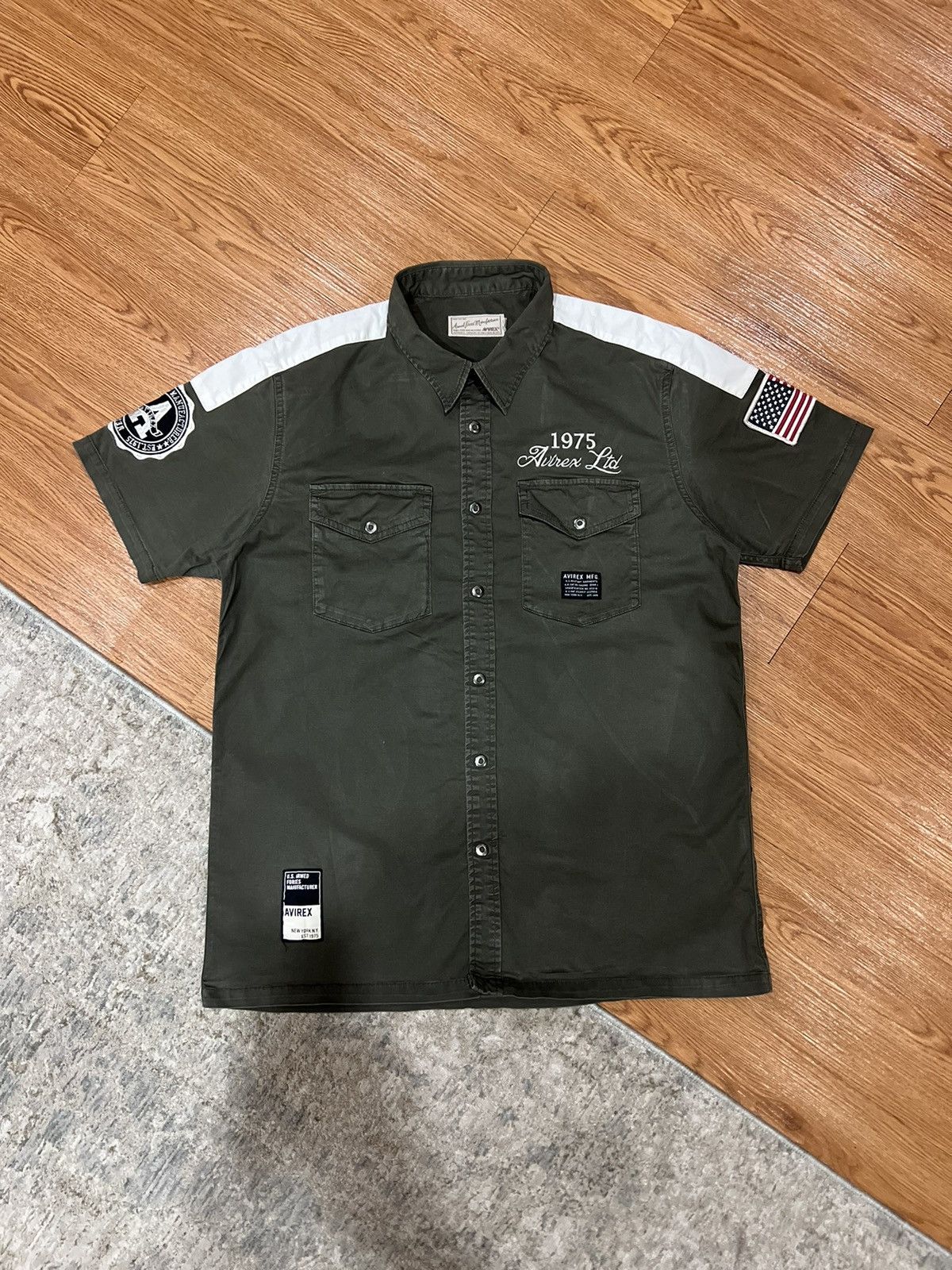 image of Army Of Me x Avirex Army Shirt in Green, Men's (Size XL)