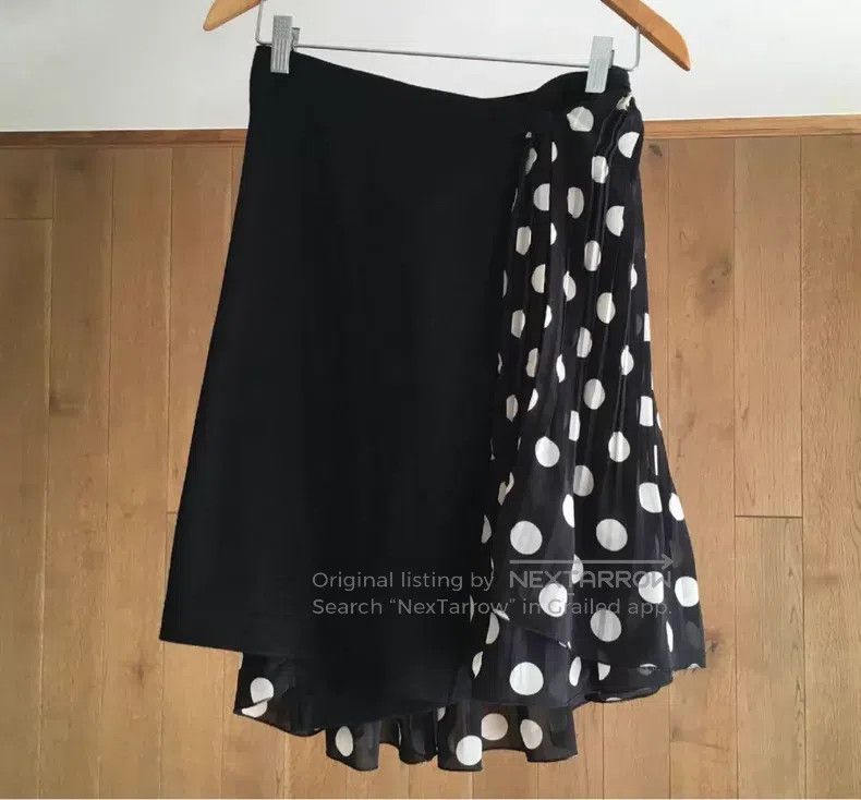 Junya Watanabe JUNYA WATANABE size XS Polka Dot Patchwork Pleated Skirt Size 23" - 2 Thumbnail