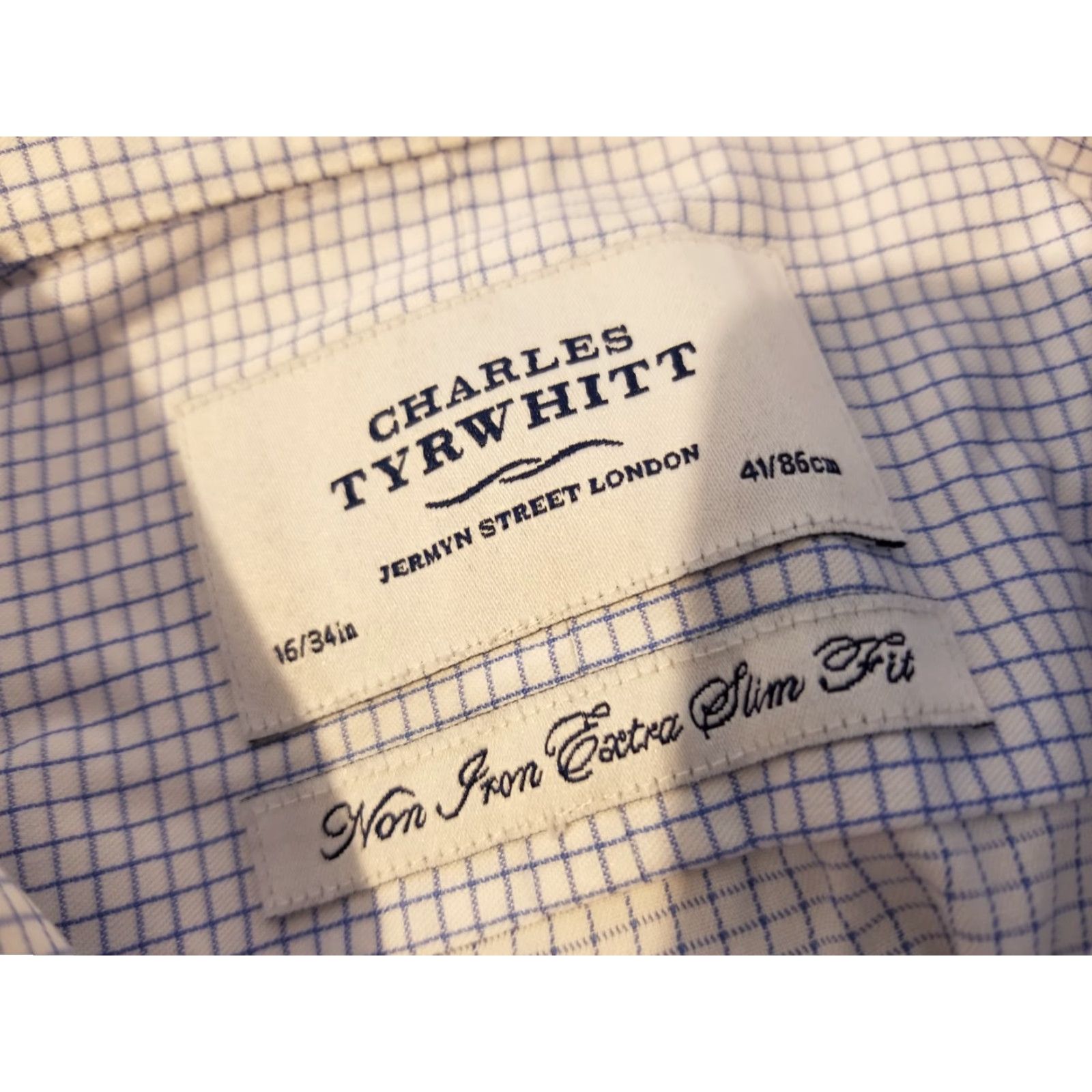 Charles Tyrwhitt Charles Tyrwhitt Dress Shirt Blue 16 34 Cotton Mens Long Sleeve Button Non-Iron Size 42R - 4 Thumbnail
