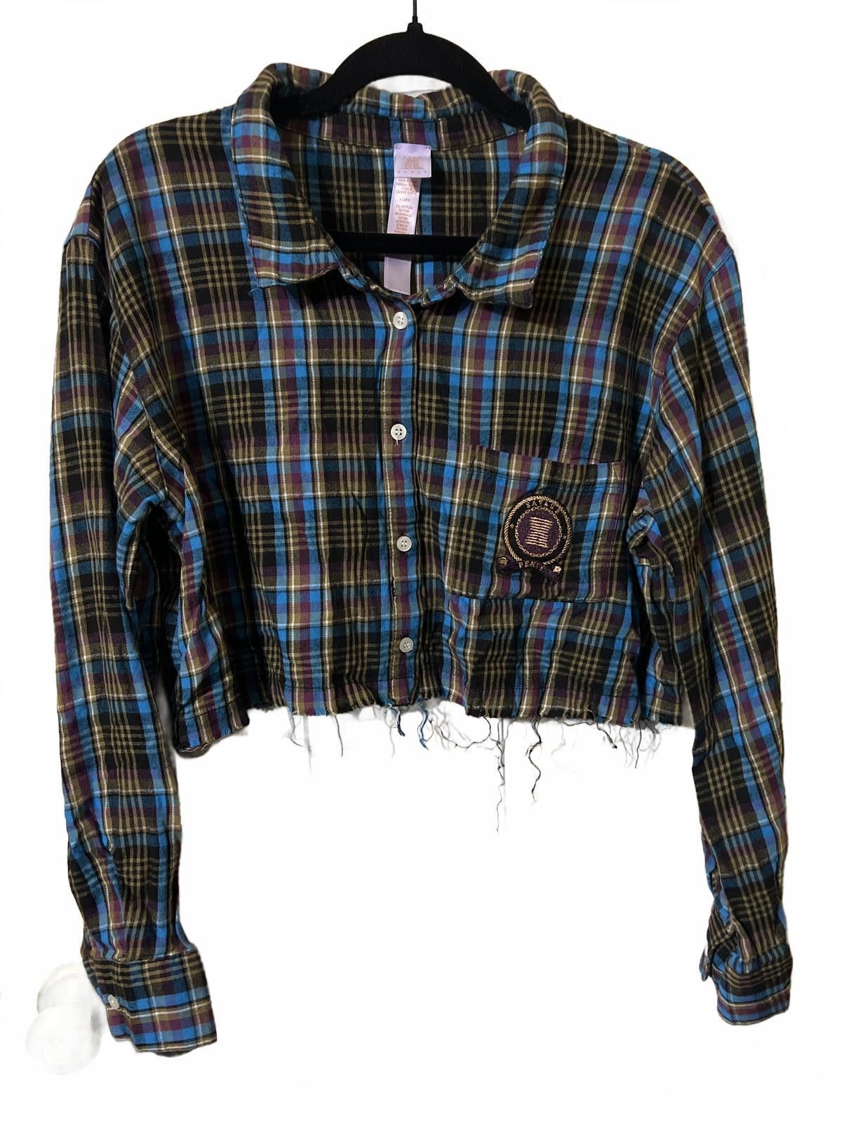 Other Savage X Fenty Cropped Plaid Button-Up Shirt Pocket Patch XL Size XL / US 12-14 / IT 48-50 - 2 Thumbnail