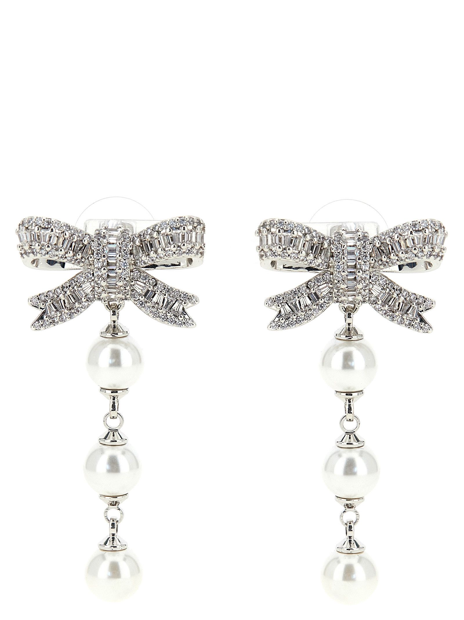 Self-Portrait 'Crystal Bow Pearl Droplet' earrings Size ONE SIZE - 1 Thumbnail
