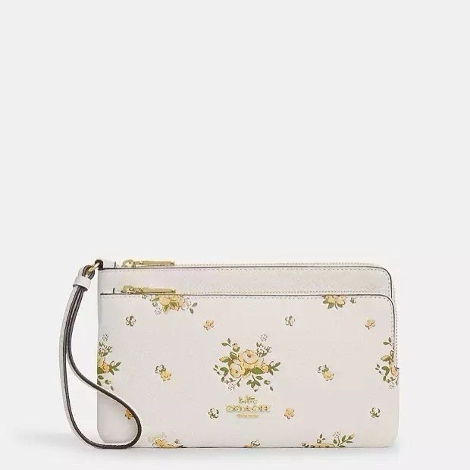 Coach NWT Coach CAY51 Double Zip Wallet Floral Leather Chalk Size ONE SIZE - 5 Thumbnail