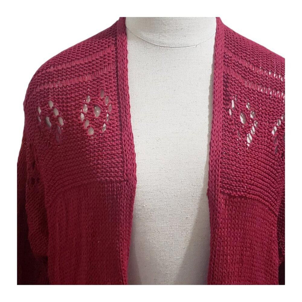Designer CT1909 Wooden Ships Red open Long Sleeve Cardigan X/S Size XS / US 0-2 / IT 36-38 - 2 Thumbnail