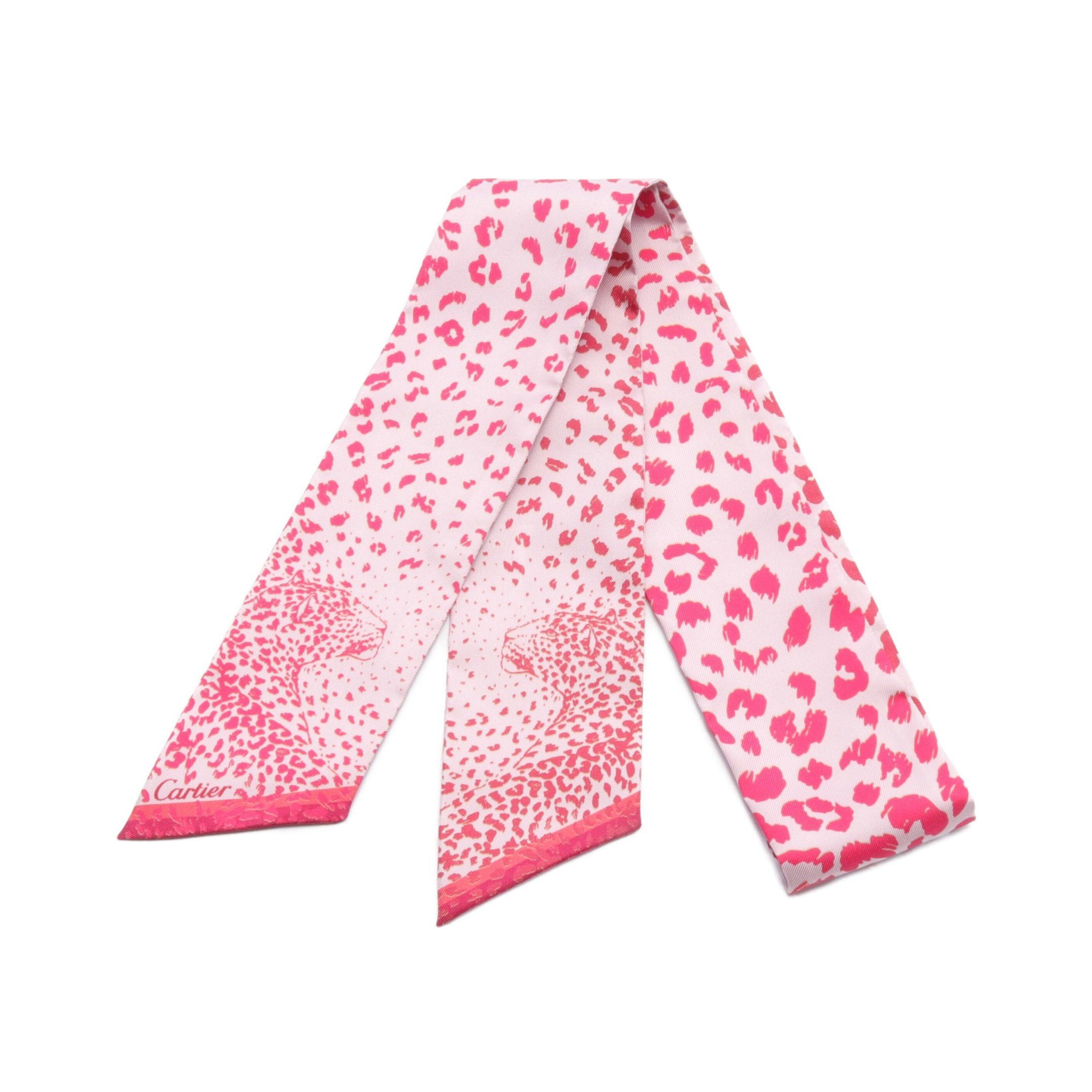 Cartier Cartier Bandeau Panthère Ribbon Scarf Leopard Silk Pink Purple Red Size ONE SIZE - 1 Thumbnail