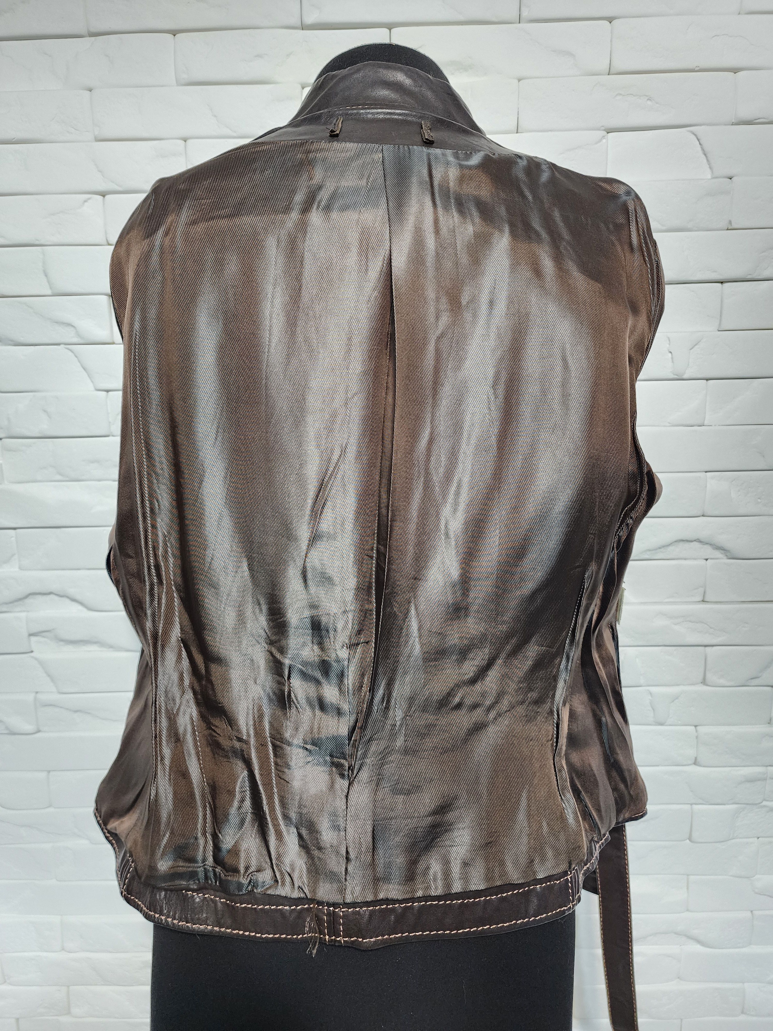 Designer Brown women's leather jacket. Size XL / US 12-14 / IT 48-50 - 7 Thumbnail