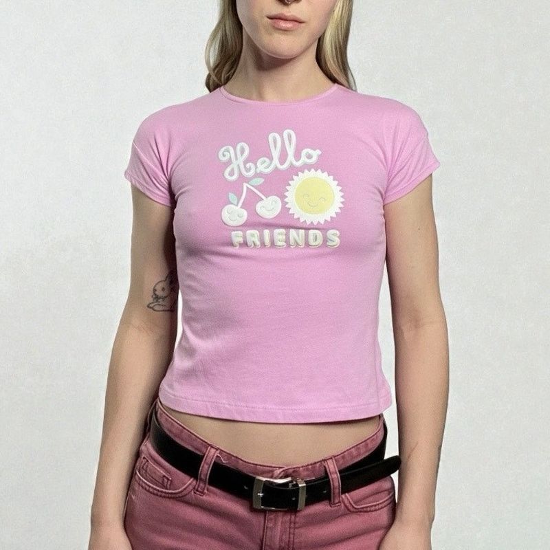 Other 365 Kids Pink Hello Friends Girls Graphic Tee Size XS / US 0-2 / IT 36-38 - 1 Thumbnail