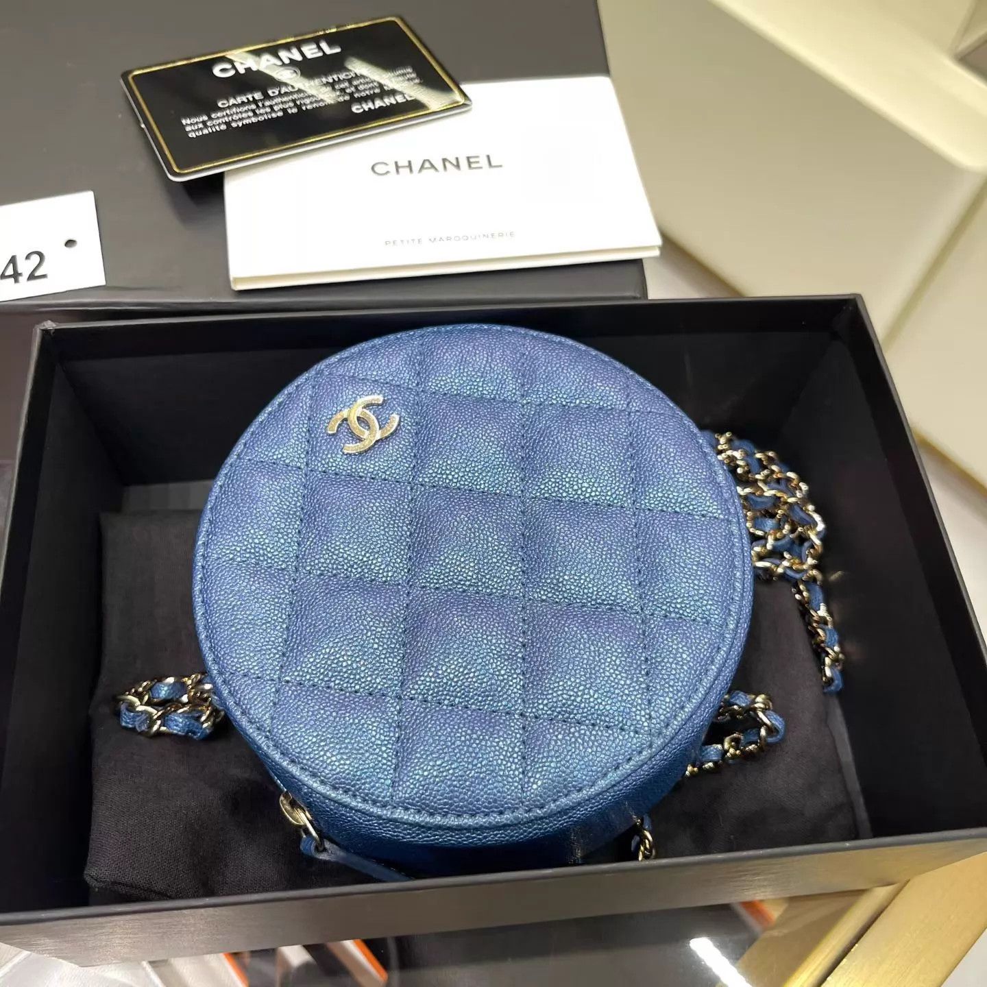 Chanel Chanel 19 Bag Blue Gold Caviar Chain 12x12x5cm Like New Size ONE SIZE - 3 Thumbnail