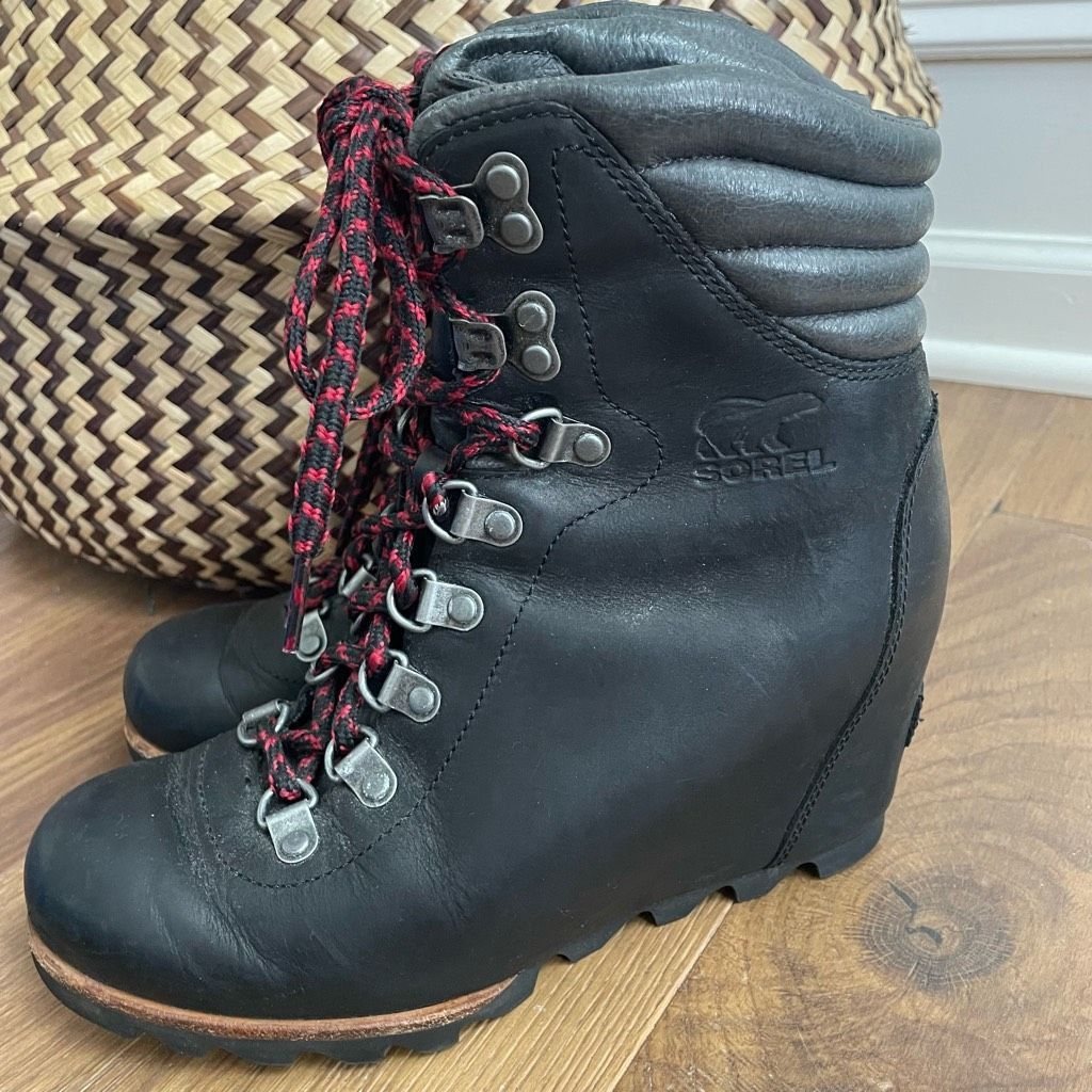 SOREL Sorel Conquest Wedge Waterproof Snow Boots Black Grey 6.5 Size US 6.5 / IT 36.5 - 1 Thumbnail