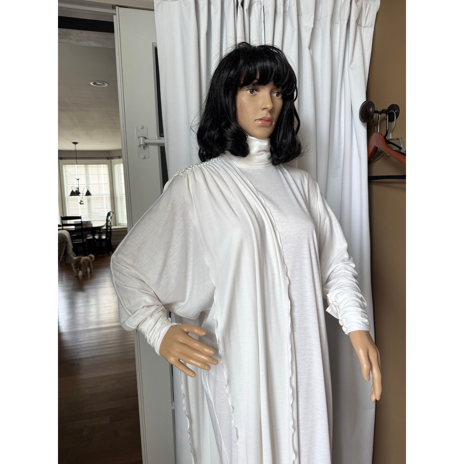 Vintage NWT Marcy & Co 1970s–80s White Rhinestone Caftan Gown sash M Size M / US 6-8 / IT 42-44 - 15 Thumbnail
