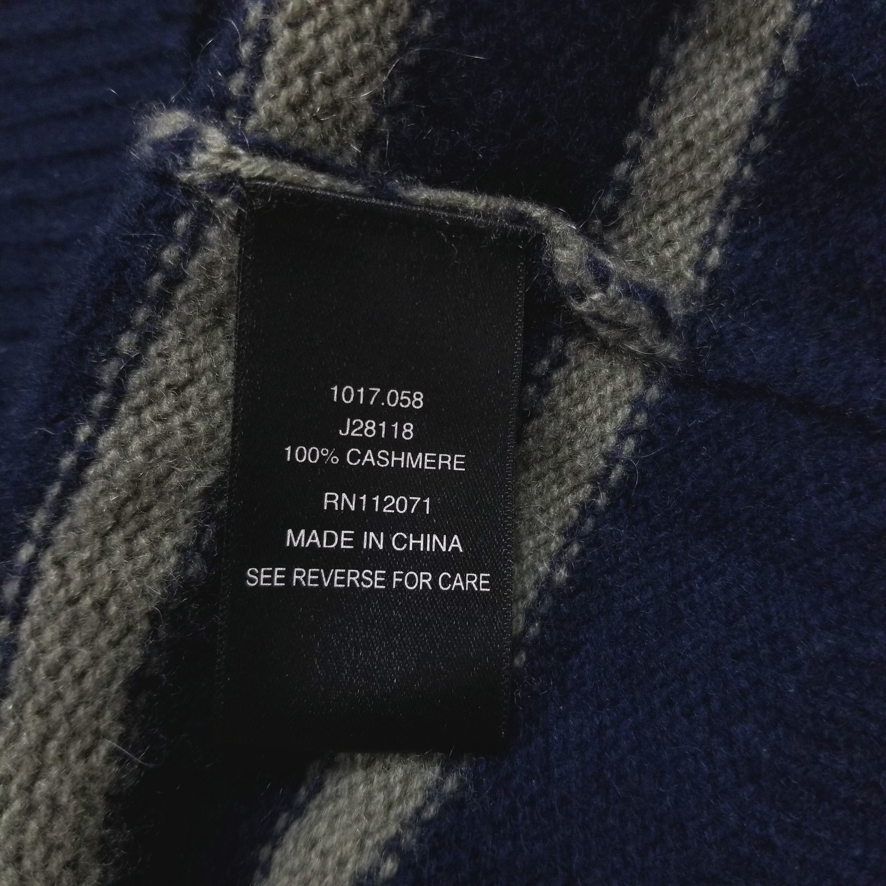 Jigsaw Edie Cashmere Sweater Navy Blue Gray Stripe Size L / US 10 / IT 46 - 9 Thumbnail