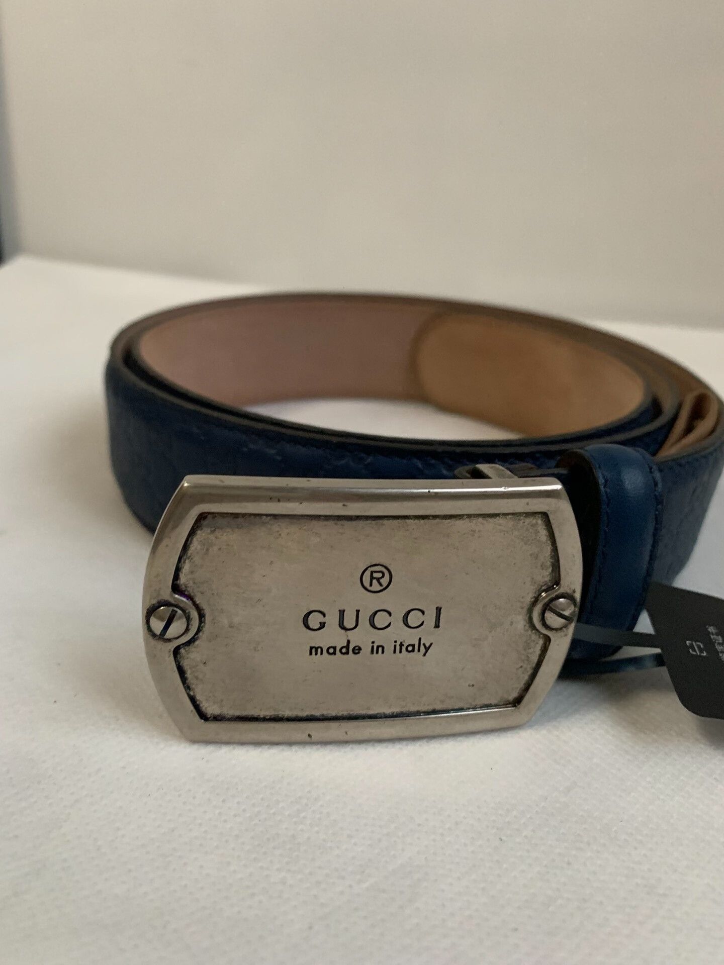 Gucci Gucci Dark Blue Leather Belt Size ONE SIZE - 1 Thumbnail