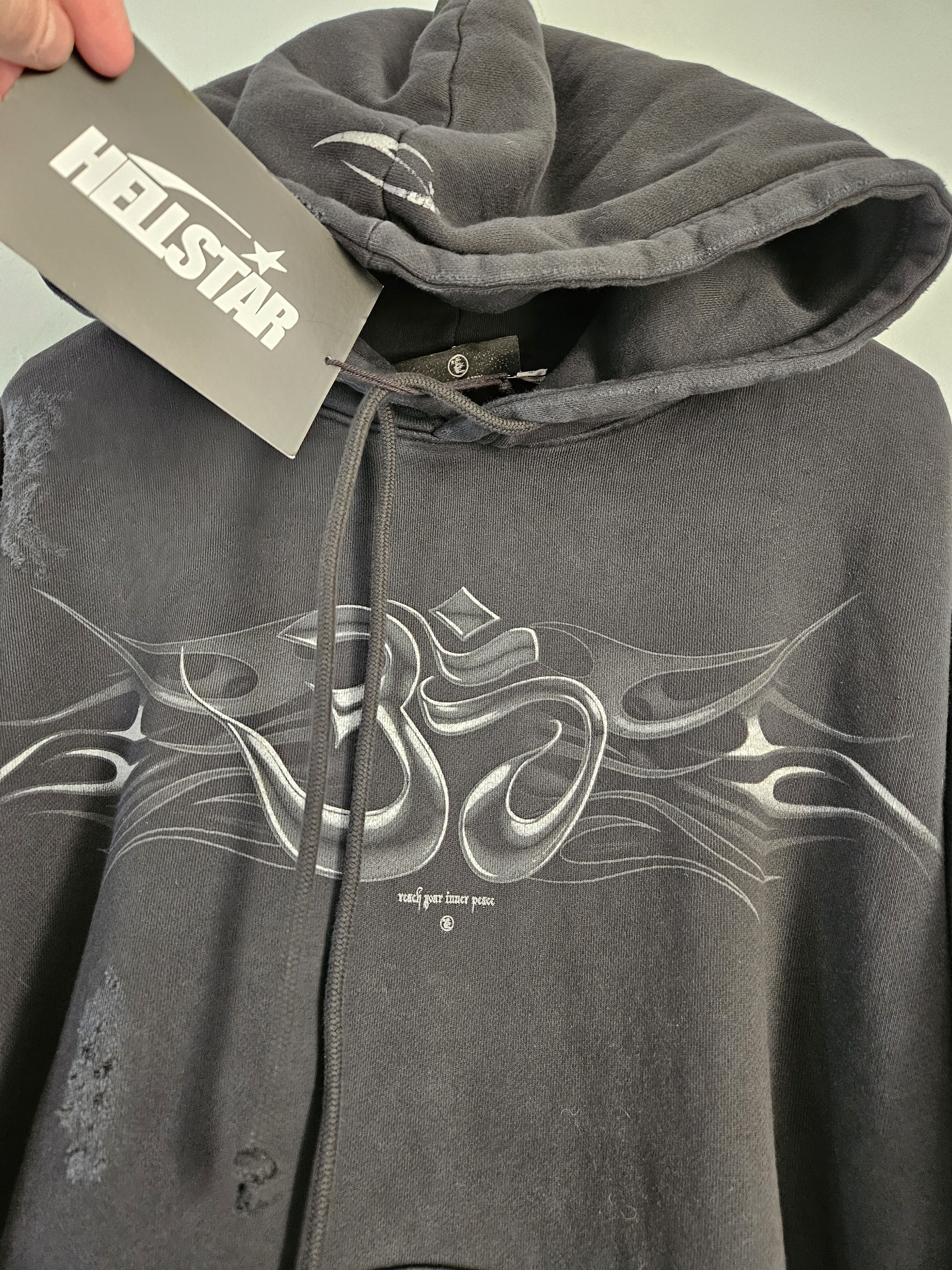 Complex × HELLSTAR ComplexCon Dark Ohm Oversized Distressed Black Hoodie Size US L / EU 52-54 / 3 - 3 Thumbnail