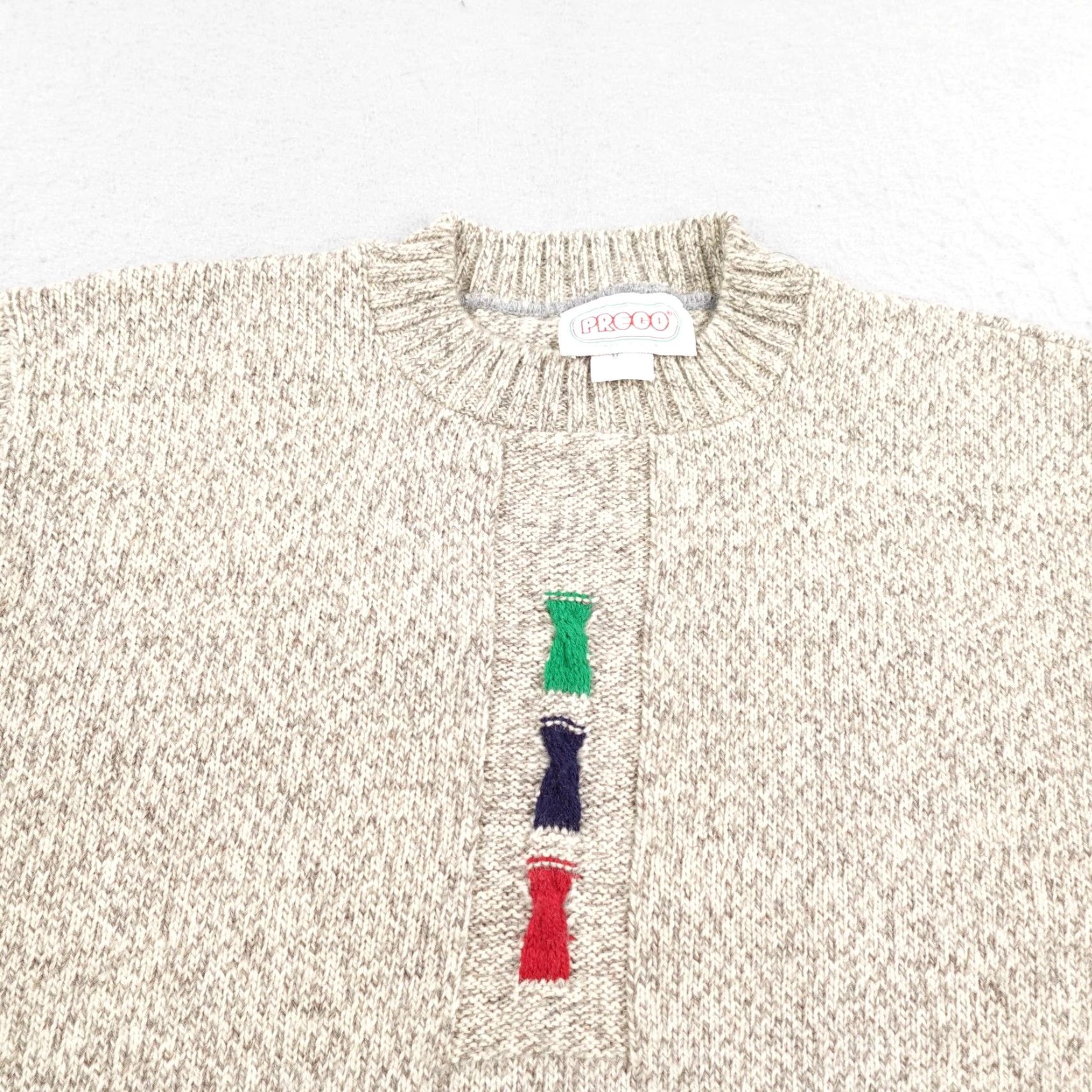 Vintage VINTAGE Prego Sweater Men Pullover Crew Neck Wool Blend Beige M USA 90s Fisherman Knit Solid Mens Size US M / EU 48-50 / 2 - 2 Thumbnail