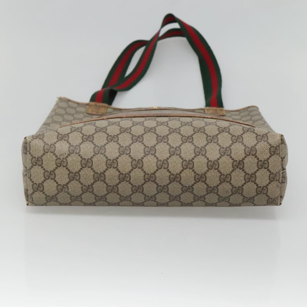 Gucci GUCCI GG Supreme Web Sherry Line Tote Bag Pvc Beige Red 40 Size ONE SIZE - 9 Thumbnail