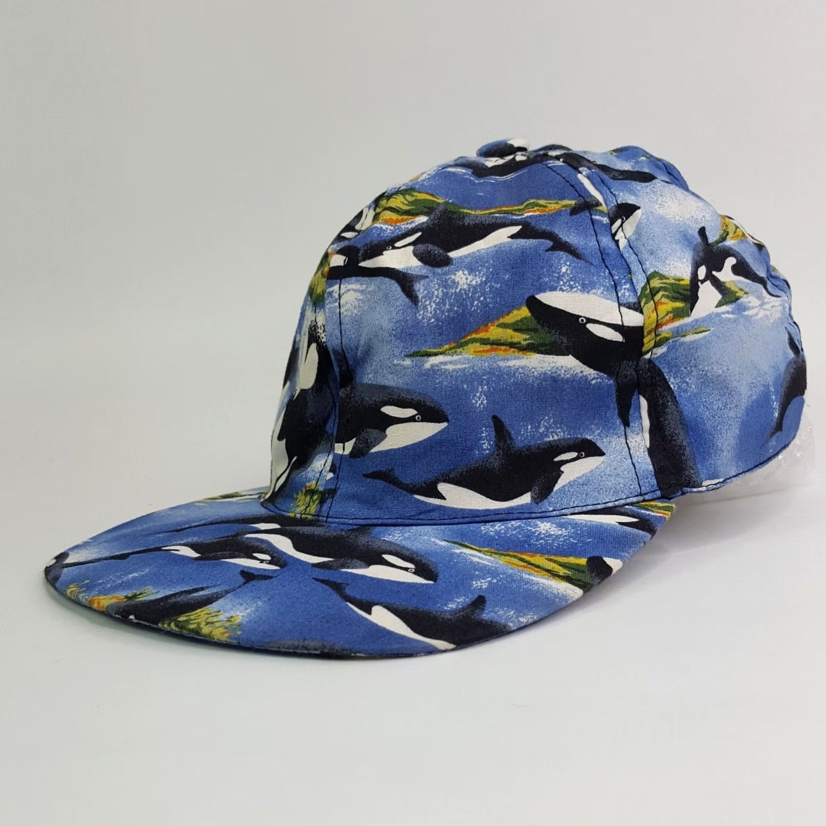 Etro VINTAGE Orca Killer Whale USA Made Snapback Hat Baseball Cap Retro 90s Animals AOP Hat Mens Adjustable Blue Size ONE SIZE - 3 Thumbnail