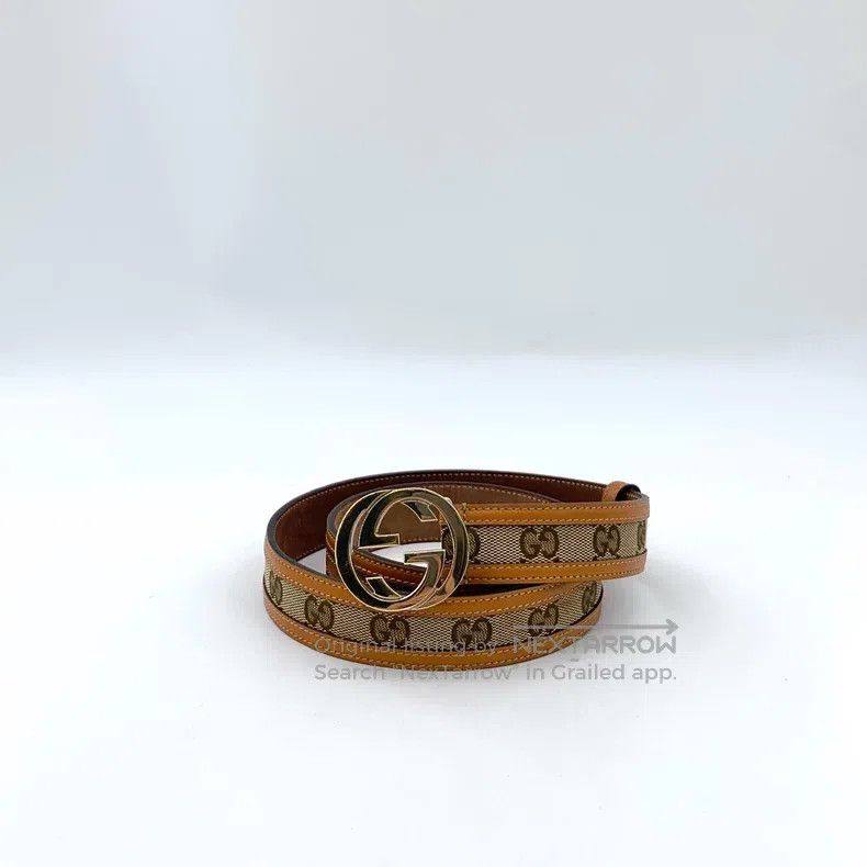 Gucci Gucci Brown logo jacquad full print double G smooth buckle Size ONE SIZE - 1 Thumbnail