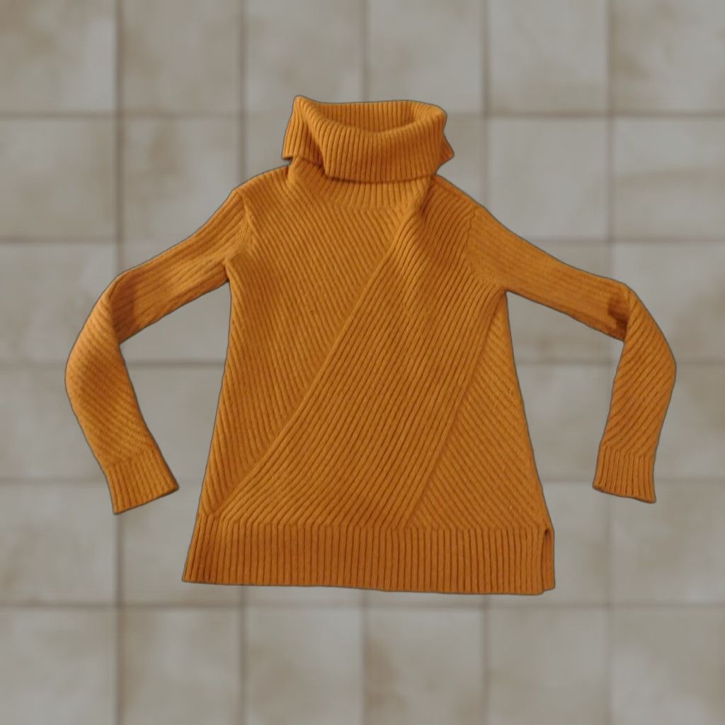 Ann Taylor Ann Taylor Sweater Cardigan Womens XS Brown Alpaca Wool Nylon Geometric Knit Stretch Turtleneck Pullover Casual Seasonal Classic Size XS / US 0-2 / IT 36-38 - 1 Thumbnail