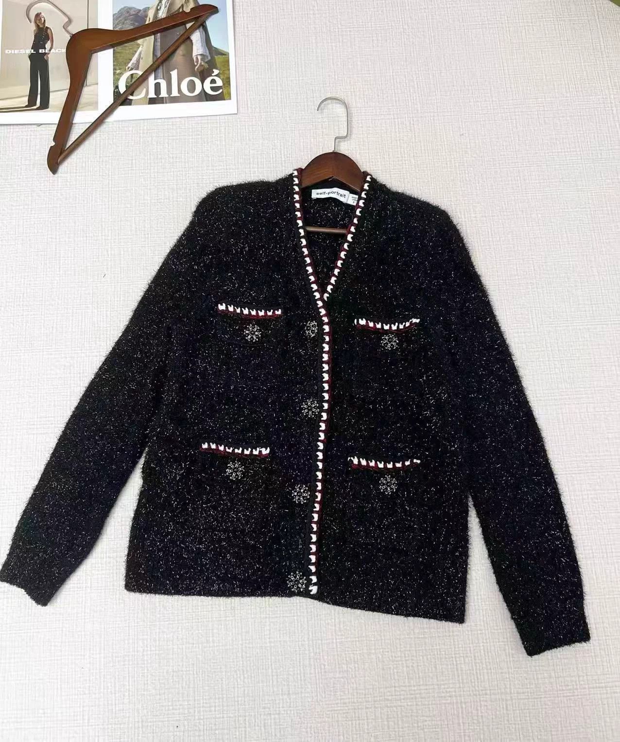 Self-Portrait Self-Portrait Classic Coco Metallic Knit Cardigan Fall Size S / US 4 / IT 40 - 1 Thumbnail