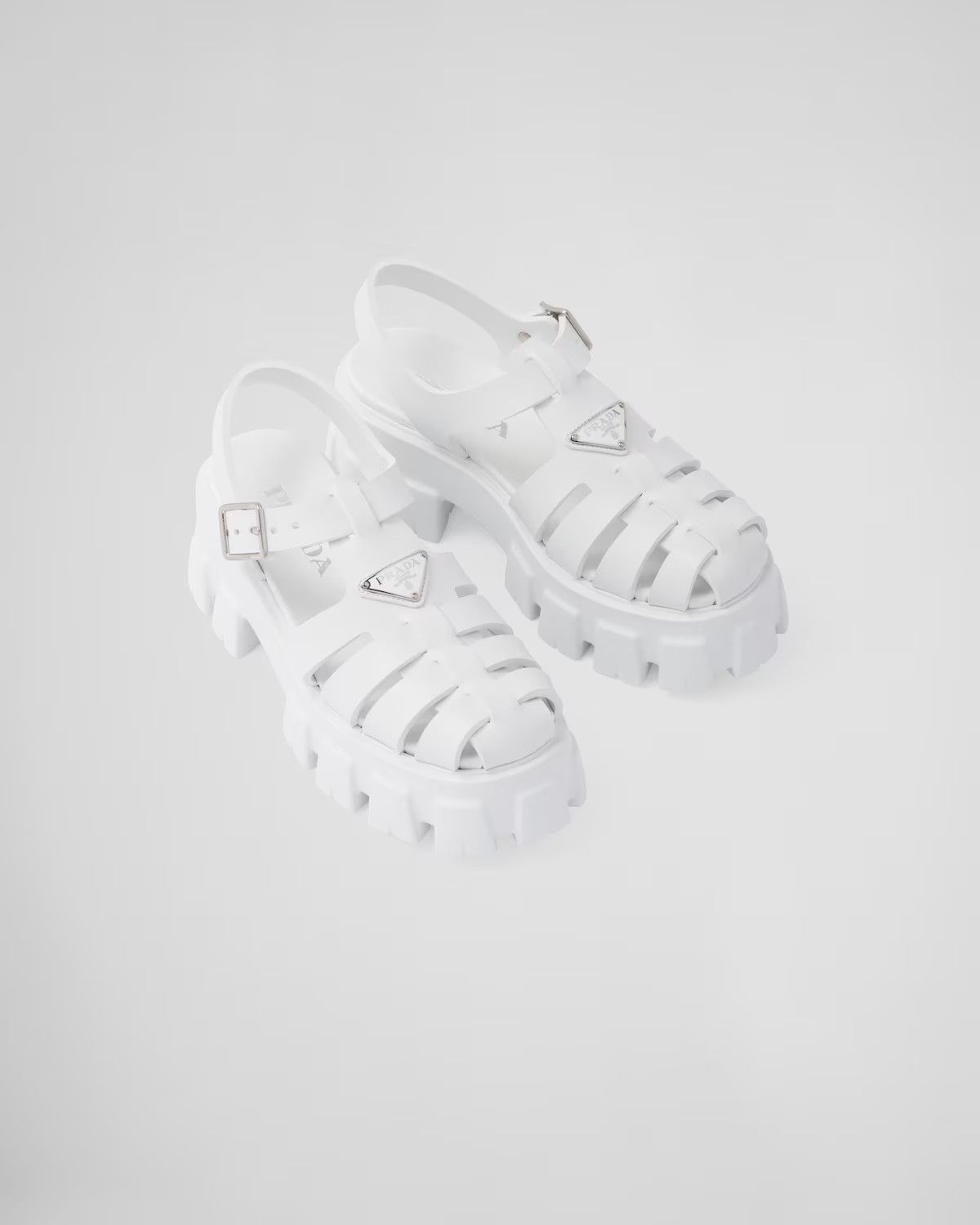 Prada o1tko11025 Soft Cage Blanco Sandals in White Size US 7 / EU 40 - 3 Thumbnail