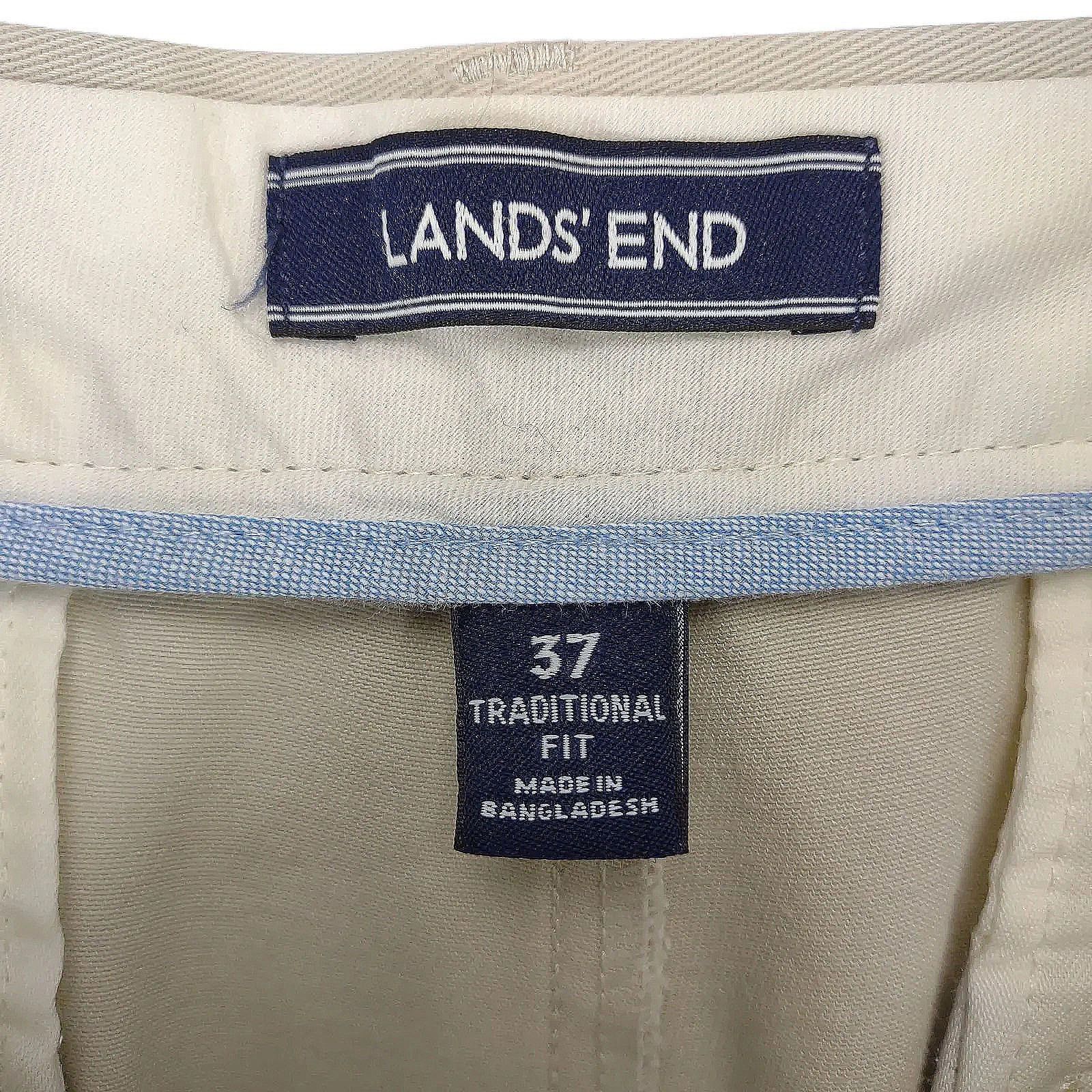 Lands' End Lands' End Traditional Fit Men's Khaki Pleated Chino Shorts Size US 36 / EU 52 - 2 Thumbnail