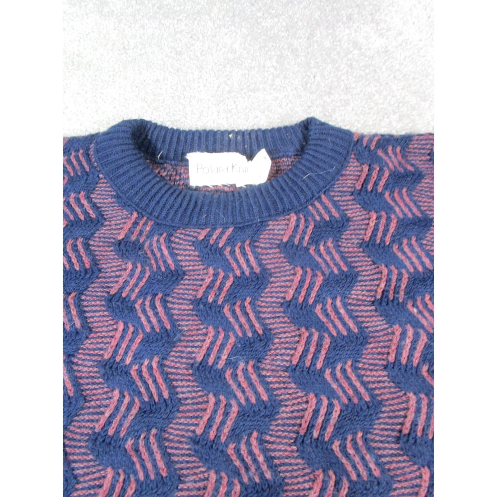 Vintage Polara Knits Sweater Mens Medium Purple Blue Cable Knit Pullover Size US M / EU 48-50 / 2 - 2 Thumbnail