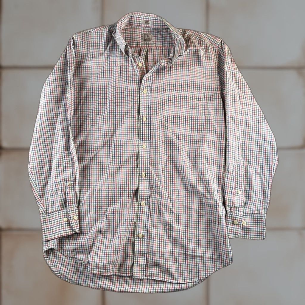 Peter Millar Peter Millar Mens Plaid Button-Up Shirt M White Check Long Sleeve LS Button-Up Pocket Preppy All Seasons Regular Mens Size US M / EU 48-50 / 2 - 1 Thumbnail