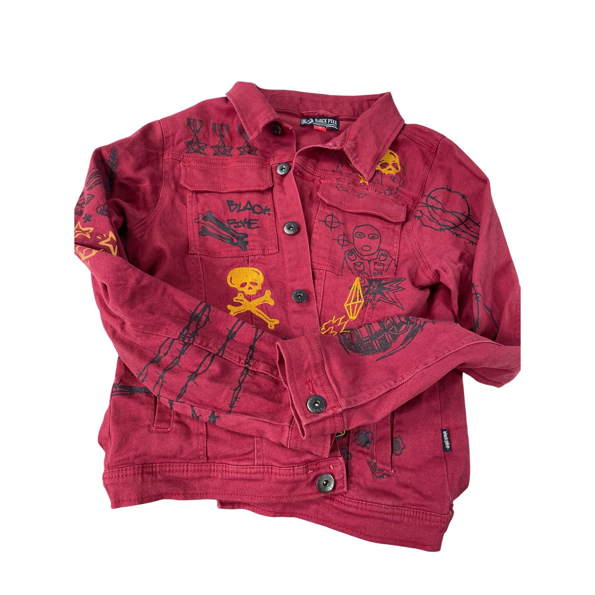 Other Black Pike Womens Red Denim embroided graphic jacket size M Size M / US 6-8 / IT 42-44 - 13 Thumbnail