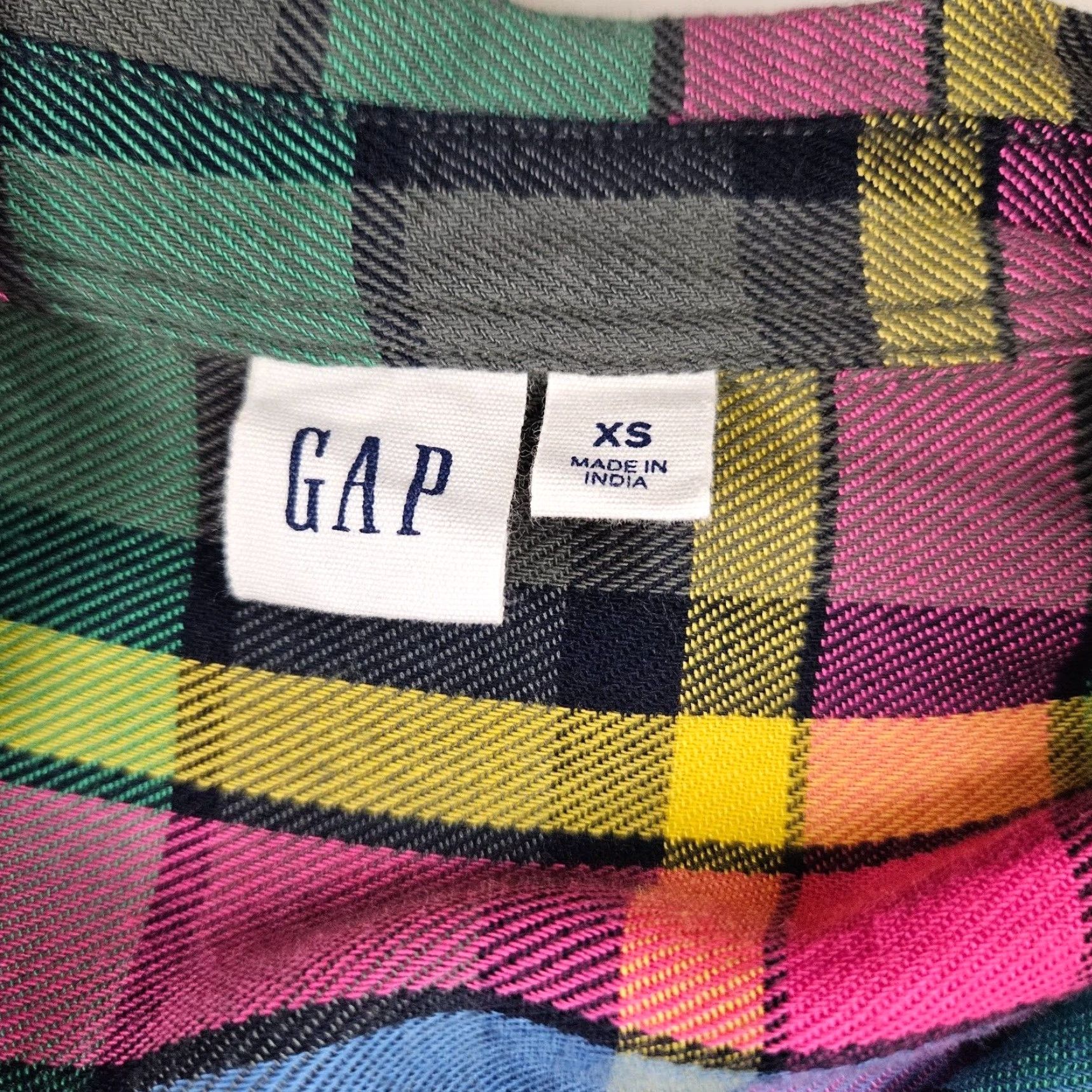 Gap Gap Button-Up Shirt Womens XS Blue Plaid Long Sleeve Cotton Blend Shirt Size XS / US 0-2 / IT 36-38 - 6 Thumbnail