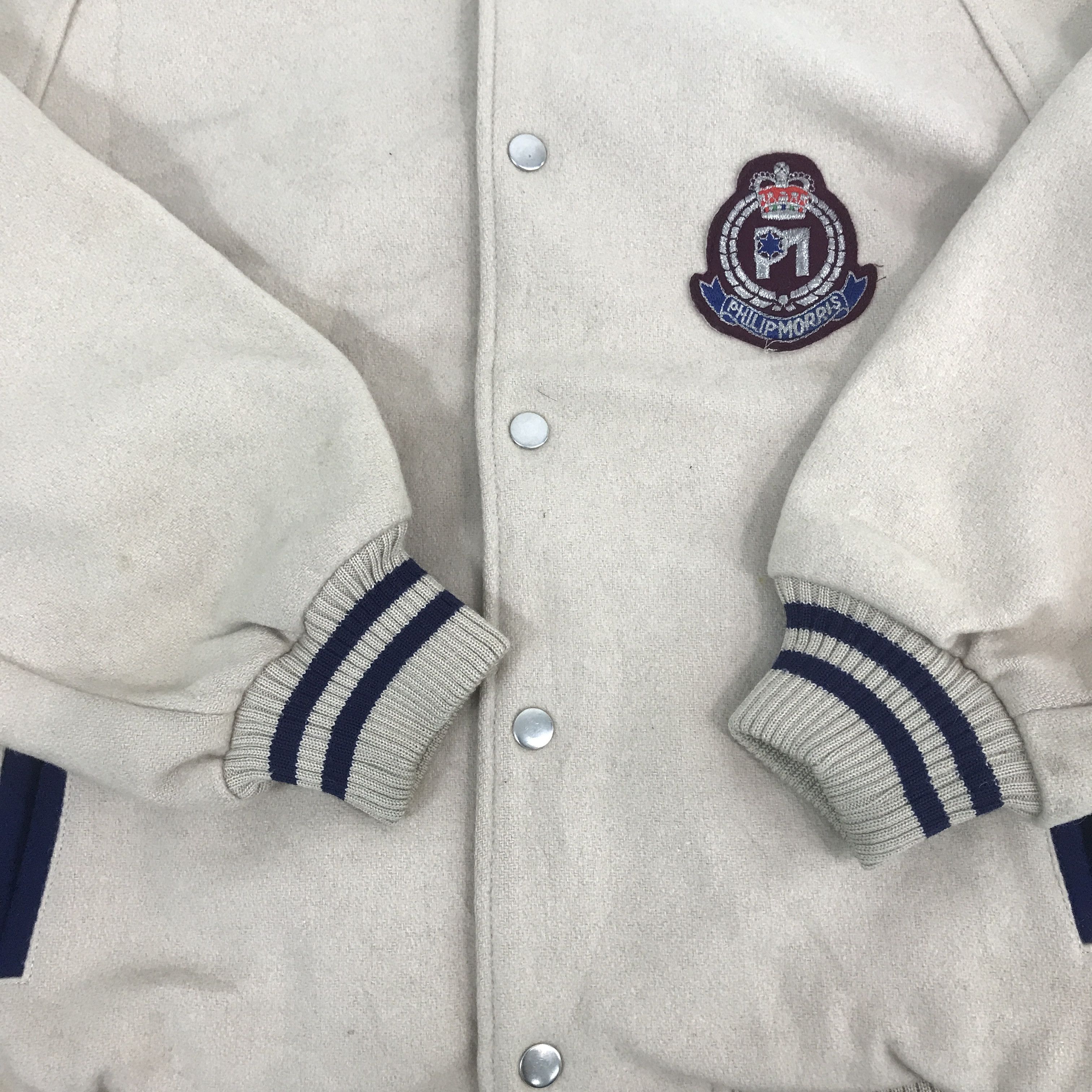 Japanese Brand × Vintage Vintage Philip Morris Wool varsity snap button Jacket Size US L / EU 52-54 / 3 - 7 Thumbnail