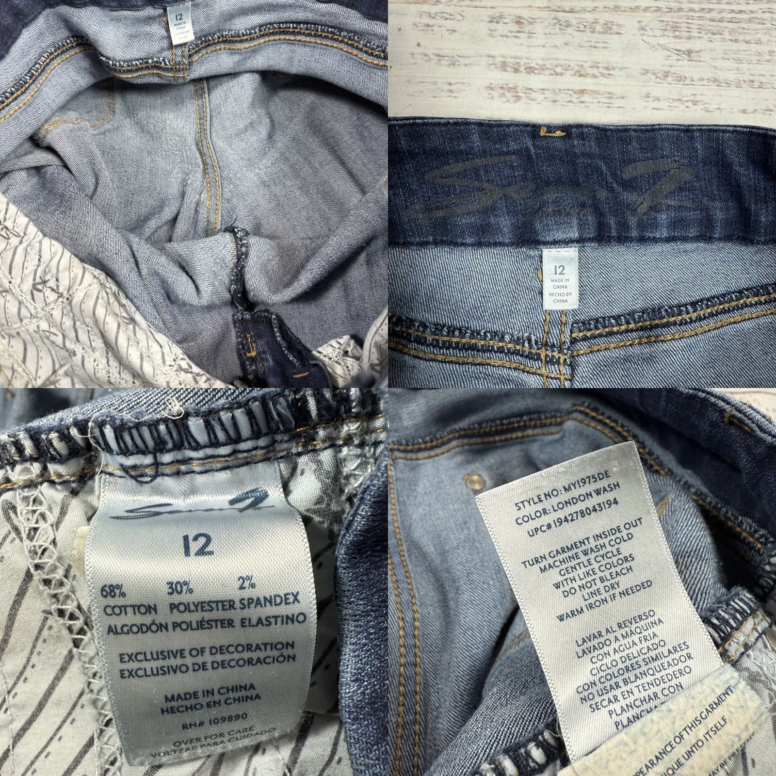 Vintage Seven7 Women's Blue Slim Jeans Ankle High Rise Stretch Cotton Blend Sz 12 Size 34" / US 12 / IT 48 - 8 Thumbnail