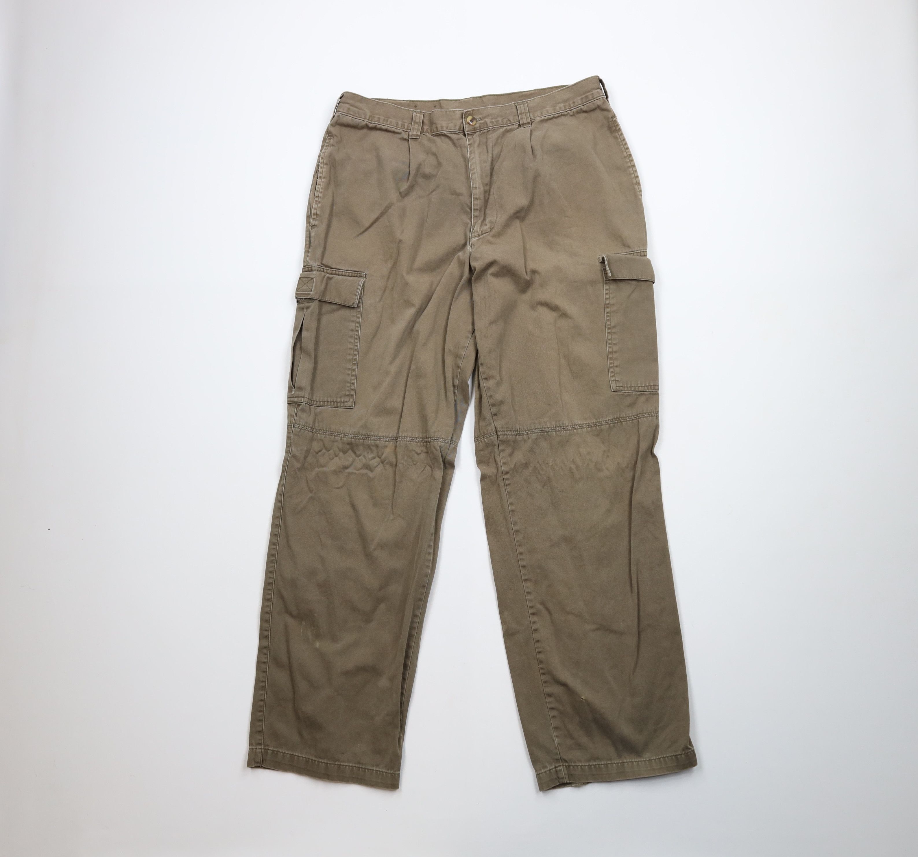 Vintage Vintage 90s Streetwear Wide Leg Cargo Pants Green Cotton Size US 34 / EU 50 - 1 Thumbnail