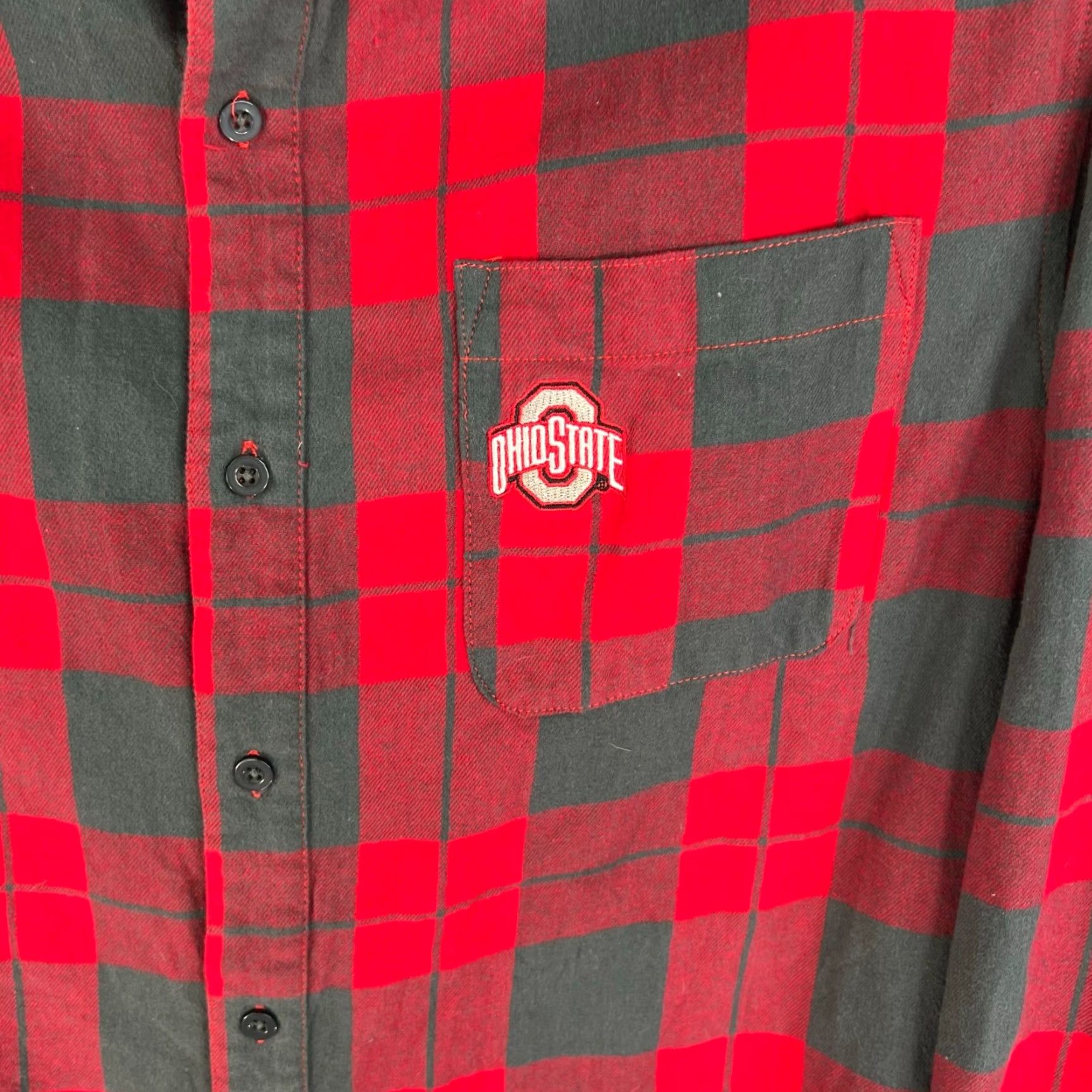Vintage Ohio State Varsity Shirt Mens Size L Red Gray Embroidered Buffalo Plaid Size US L / EU 52-54 / 3 - 3 Thumbnail