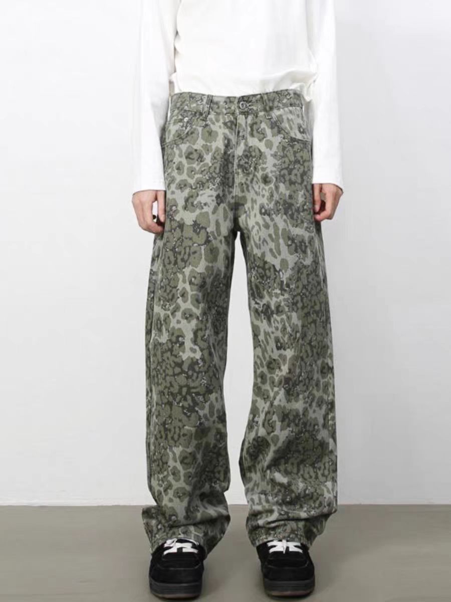 Japanese Brand × Jean Vintage washed camouflage leopard print baggy jeans Size US 34 / EU 50 - 2 Thumbnail