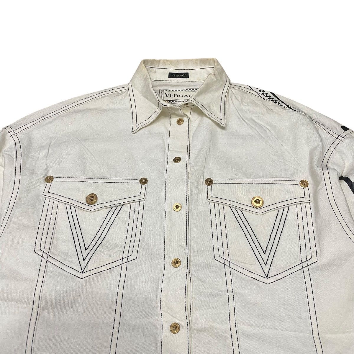 Versace Versace Spell Out Gold Shirt Big Logo Size US L / EU 52-54 / 3 - 3 Thumbnail