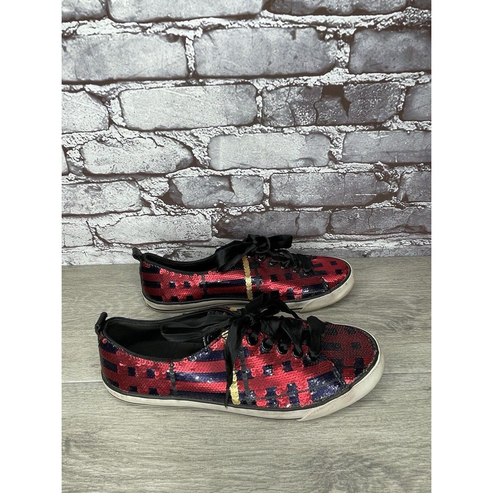 Coach Coach Willa Sequin Black Red Plaid Casual Ribbon Lace Sneake Size US 7.5 / IT 37.5 - 9 Thumbnail