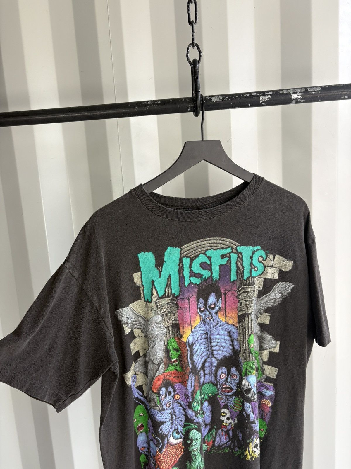 Band Tees Thrashed Misfits Sun Faded Distressed Shirt GRUNGE Band Size US XL / EU 56 / 4 - 4 Thumbnail