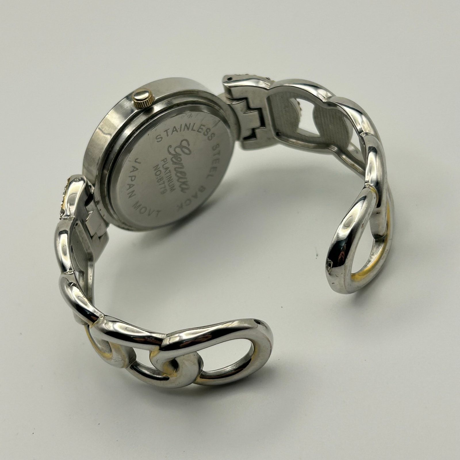 Geneva Geneva Platinum Women Two-Tone Rhinestone Bezel Bangle Watch Size ONE SIZE - 5 Thumbnail
