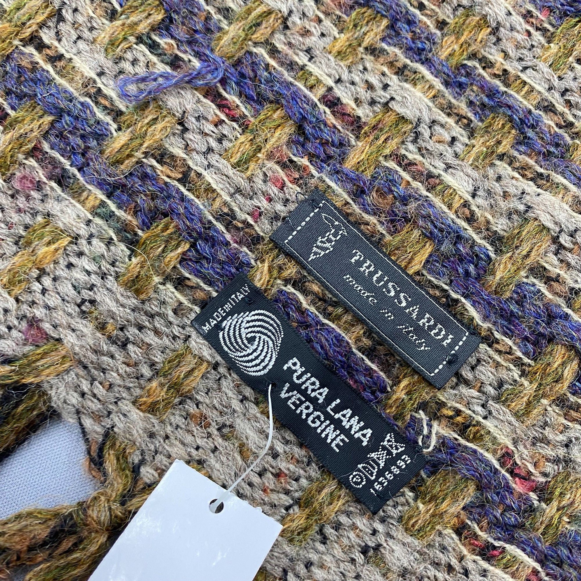 Trussardi Vintage Trussardi Scarf Crochet Wool Fringe Winter Scarves Size ONE SIZE - 4 Thumbnail