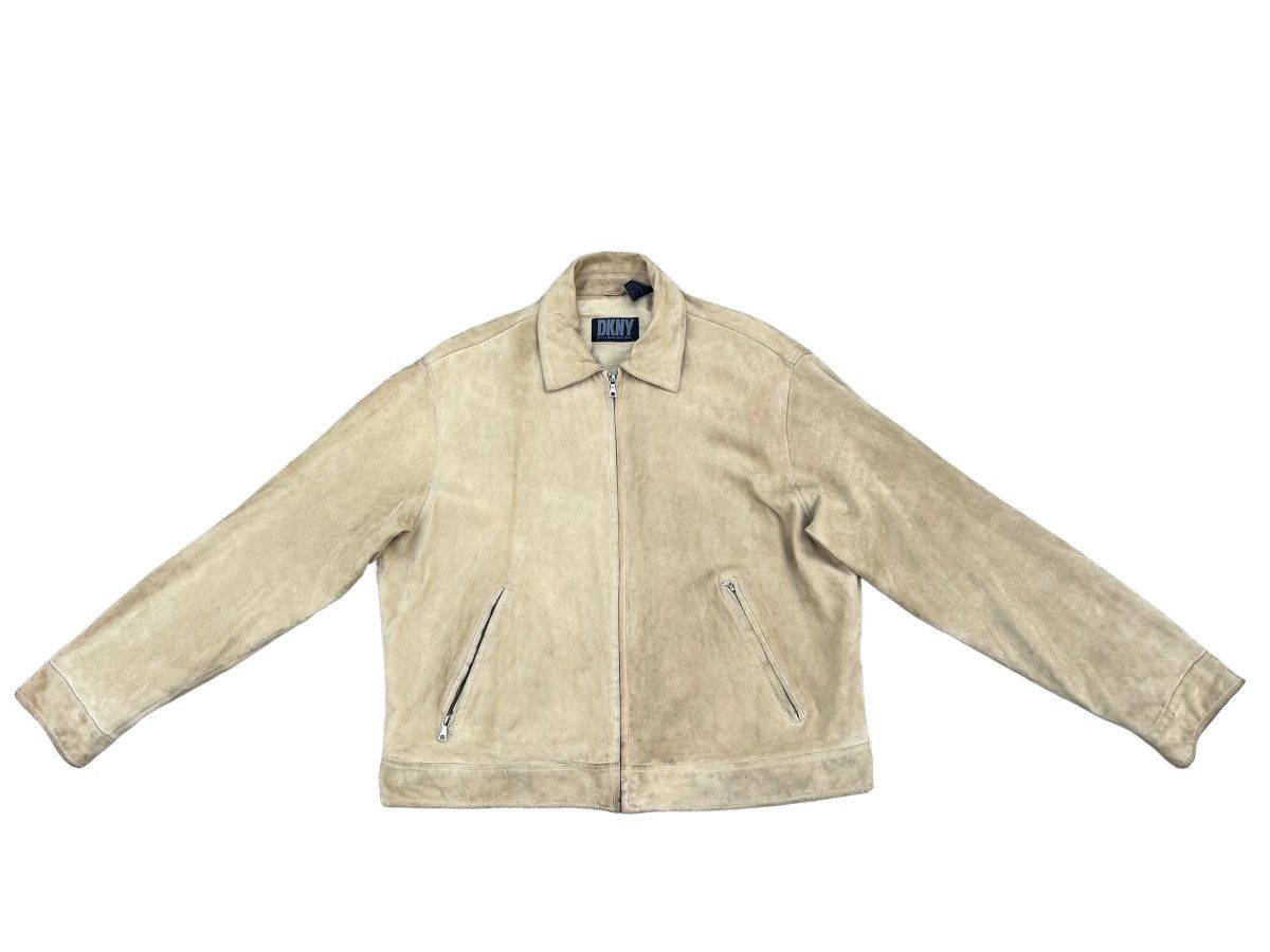 DKNY RARE! Vintage 90s DKNY Patina Suede Leather Jacket Size US XL / EU 56 / 4 - 1 Thumbnail